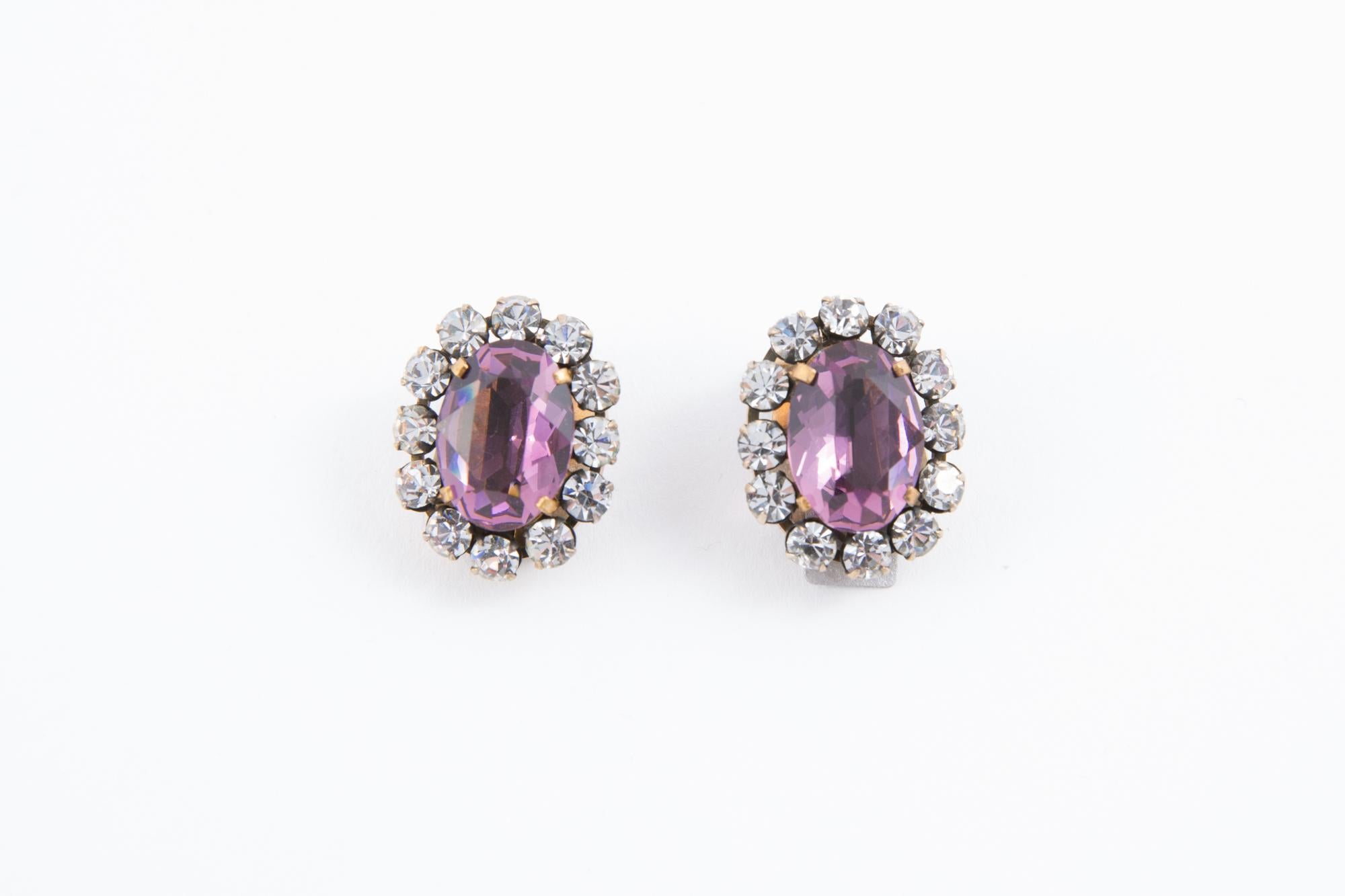 purple clip on earrings