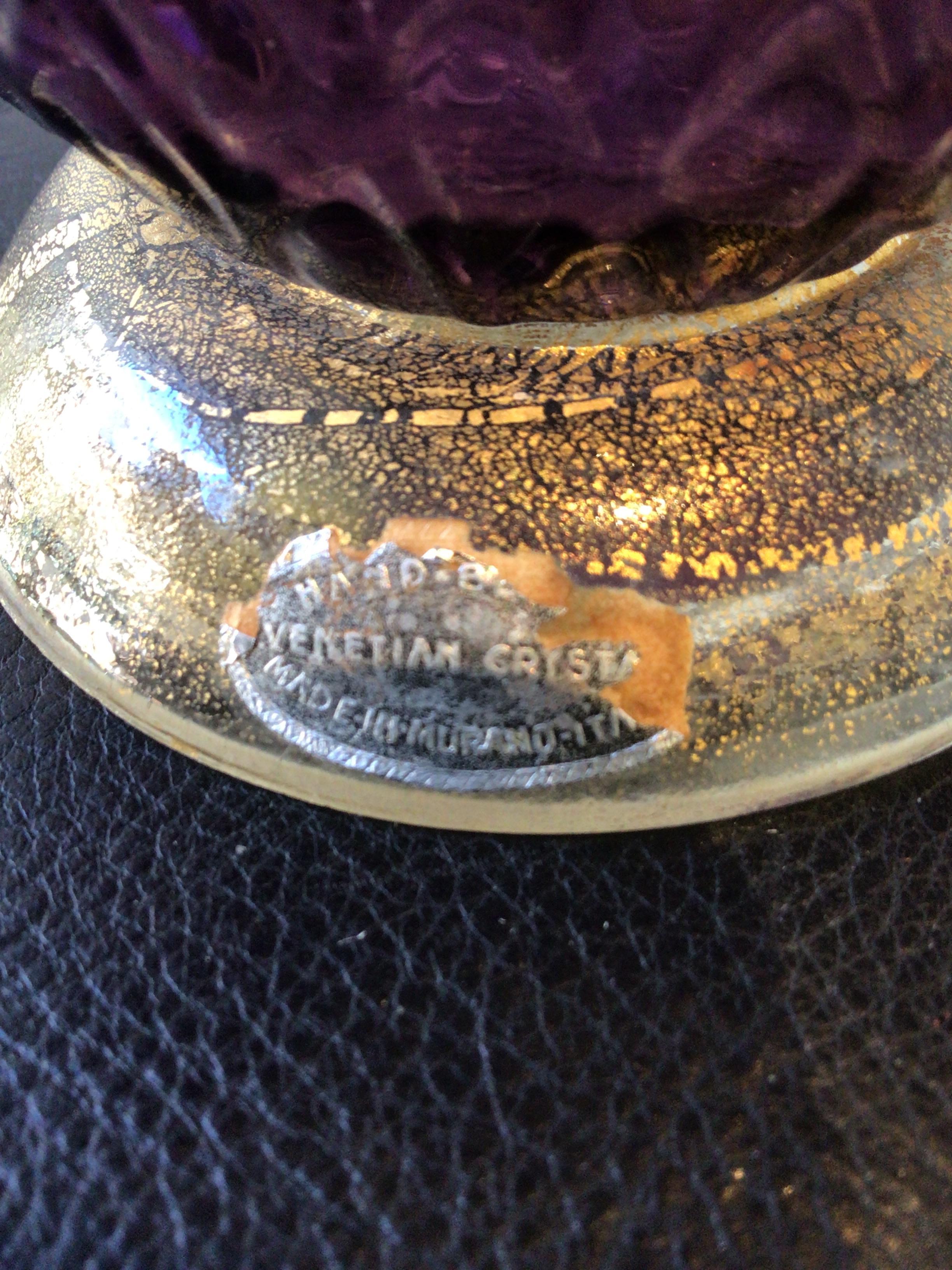 Vase de Murano violet des années 1950 avec tête de lion en vente 5
