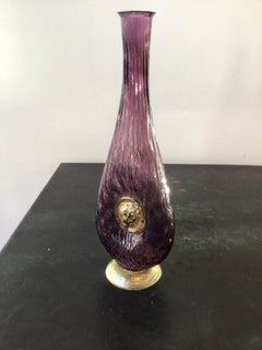 1950s Purple Murano Vase with Lions Head