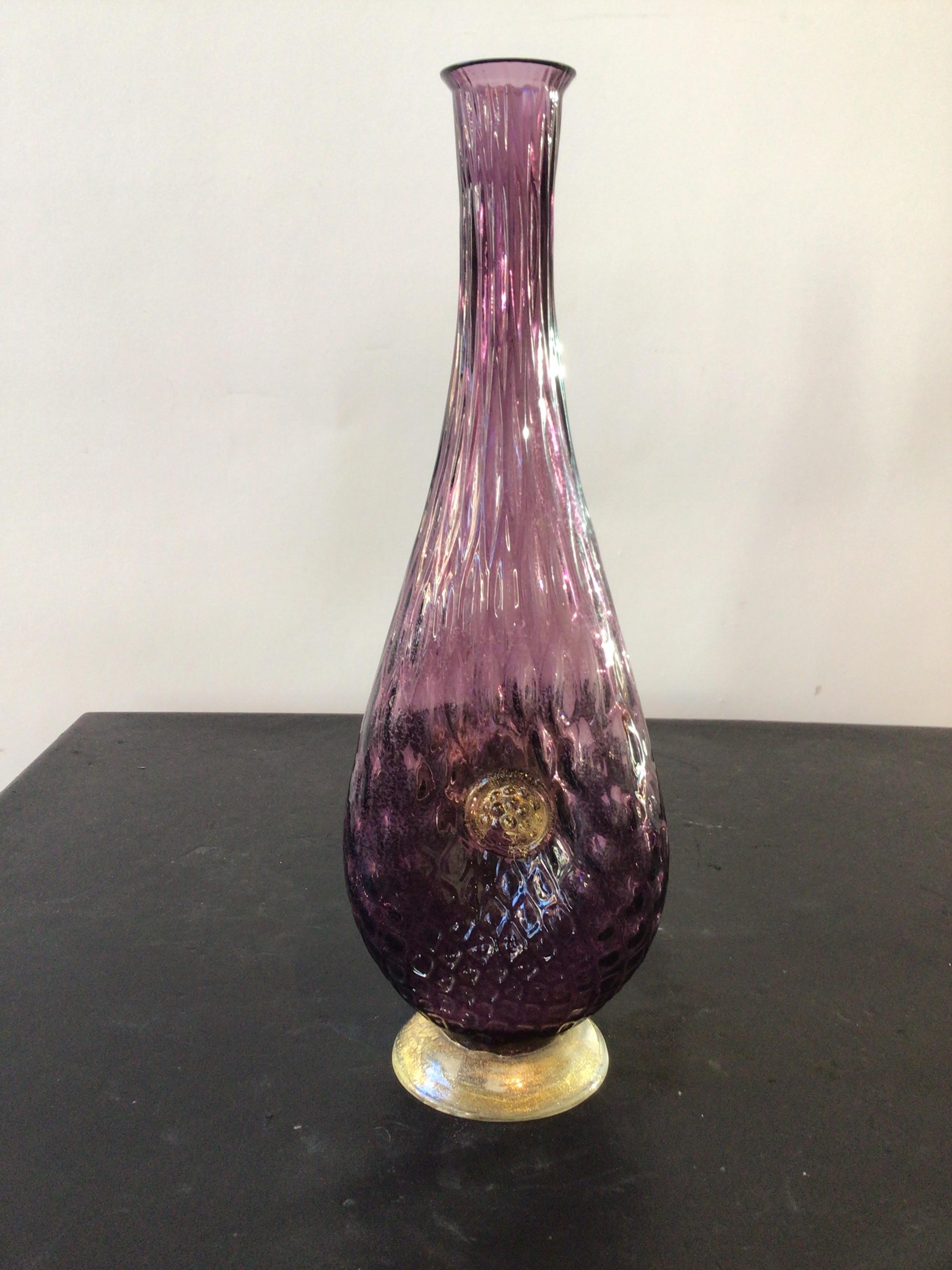 1950s Purple Murano Vase with Lions Head For Sale 2