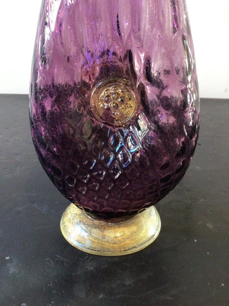 1950s Purple Murano Vase with Lions Head For Sale at 1stDibs