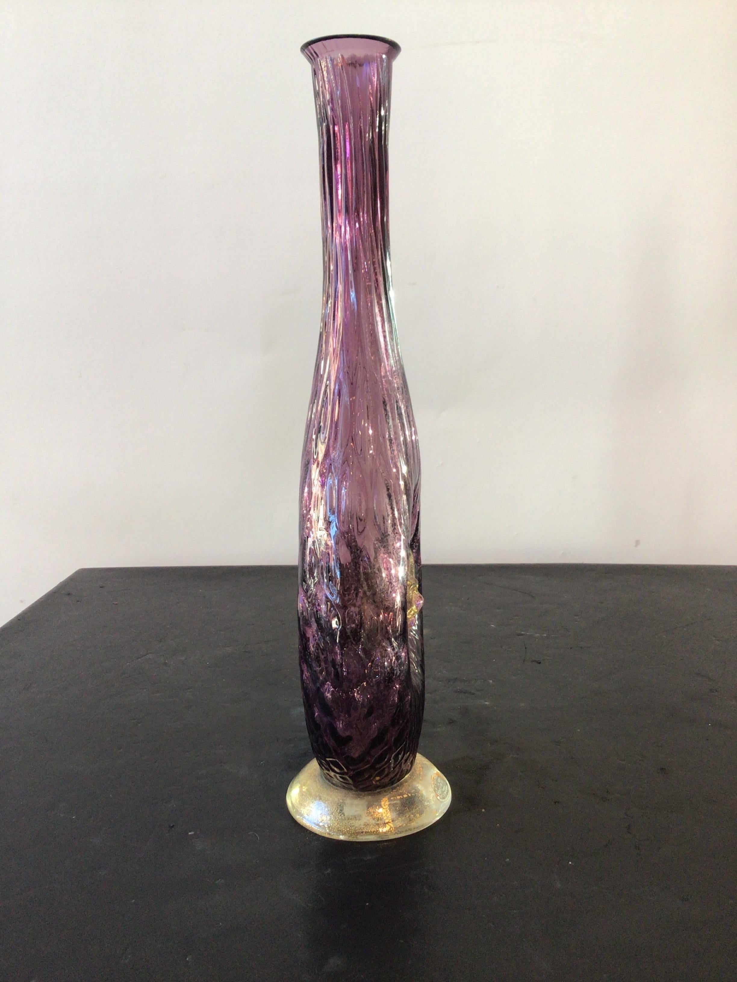 1950s Purple Murano Vase with Lions Head For Sale 4