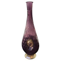 1950s Purple Murano Vase with Lions Head