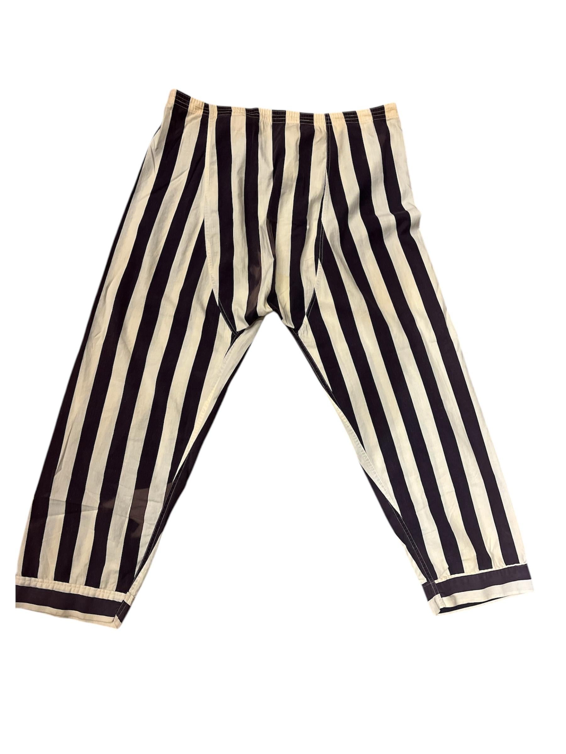 Women's or Men's 1950s Purple & White Striped Cotton Heart Pocket  Pajamas Two Piece For Sale