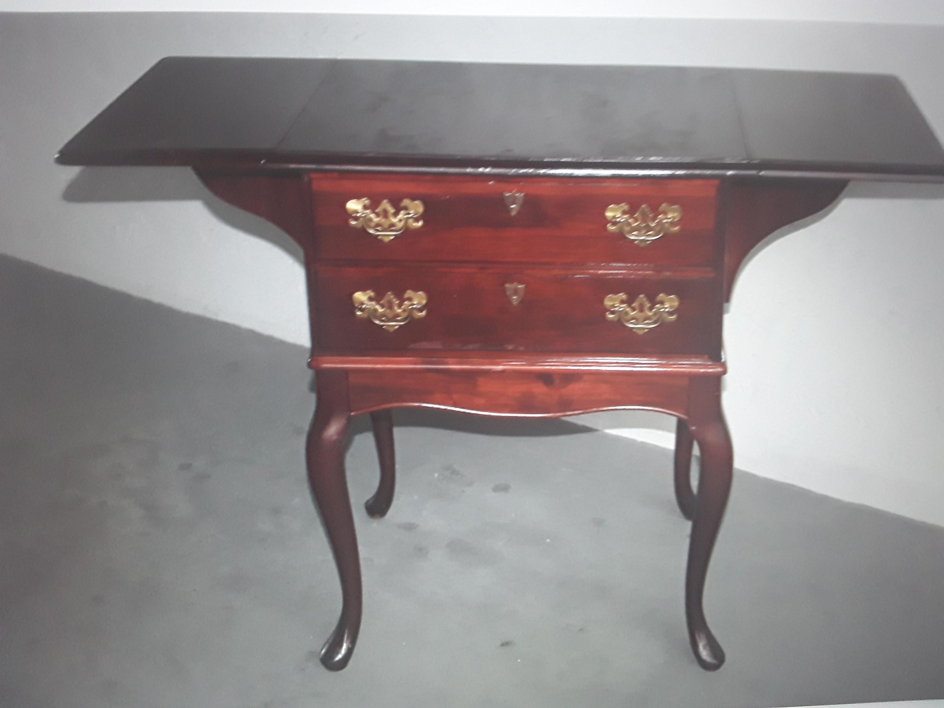 Mid-20th Century 1950's Queen Anne style Lowboy Table with Extending Sides For Sale