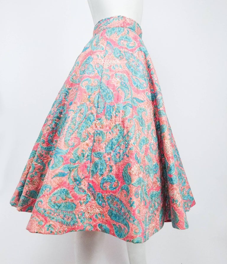 1950s Quilted Cotton Print Circle Skirt For Sale at 1stDibs