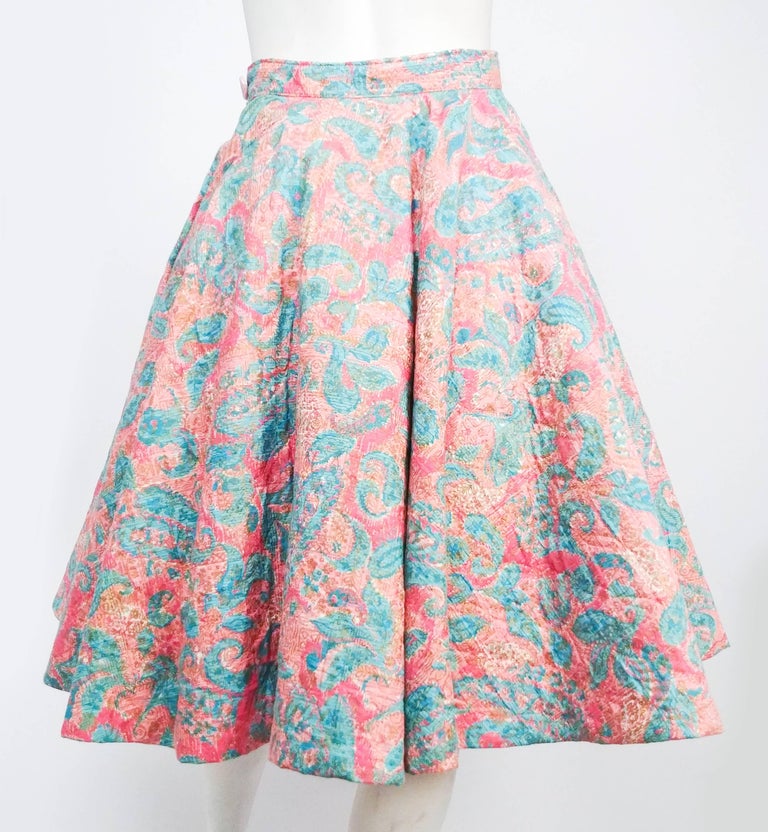 1950s Quilted Cotton Print Circle Skirt For Sale at 1stDibs
