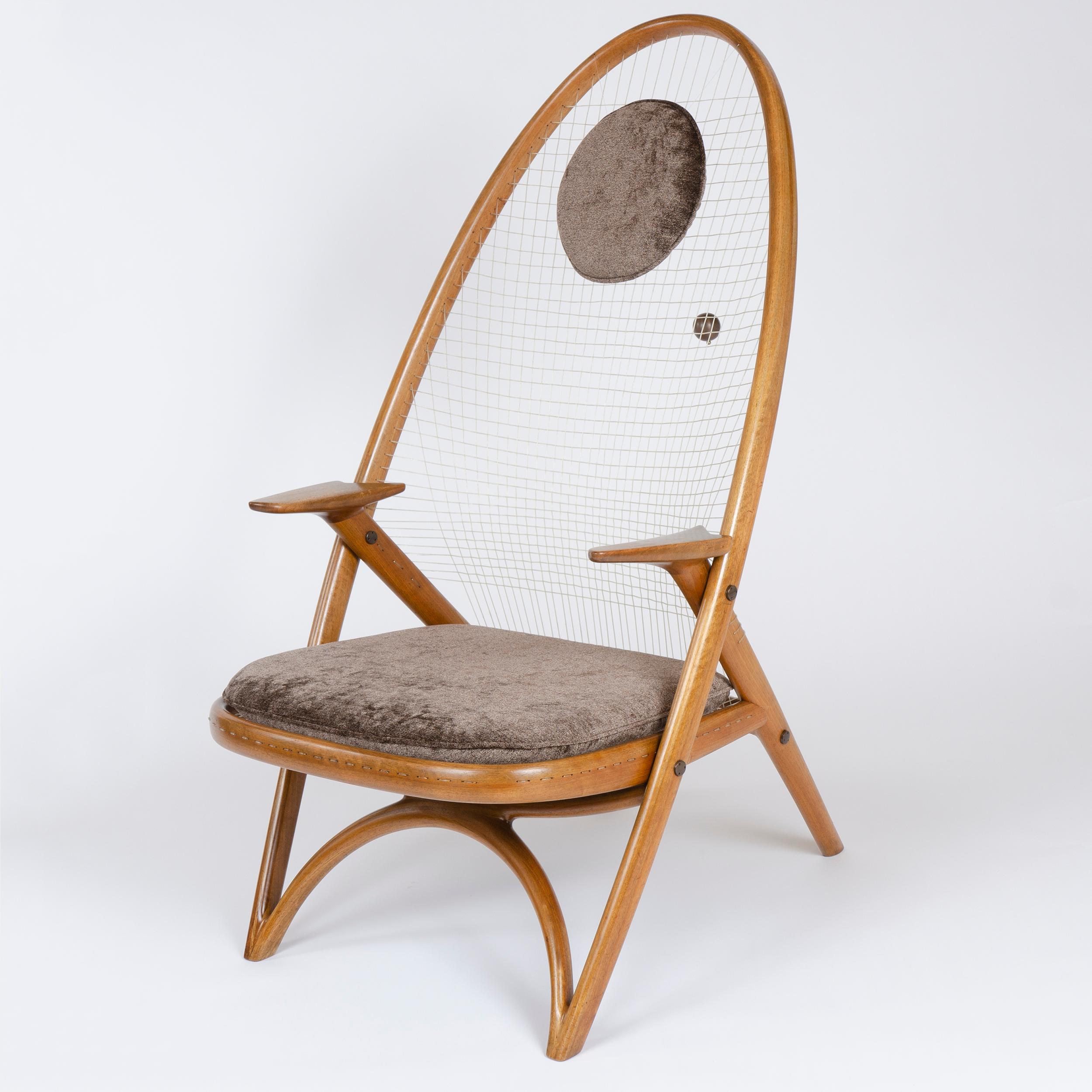 Patinated 1950s Racquet Chair by Vestergaard Jensen for Peder Pedersen For Sale