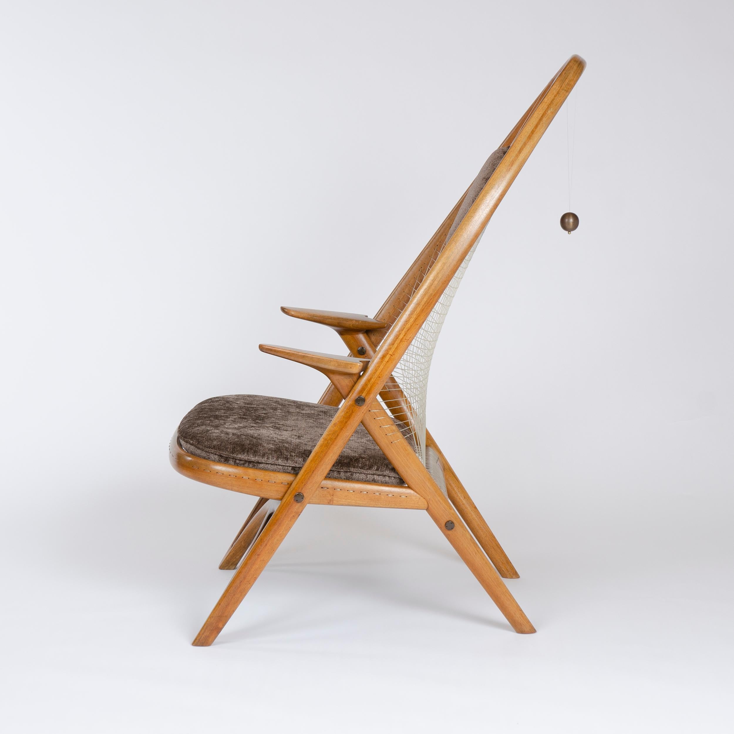 Wool 1950s Racquet Chair by Vestergaard Jensen for Peder Pedersen For Sale