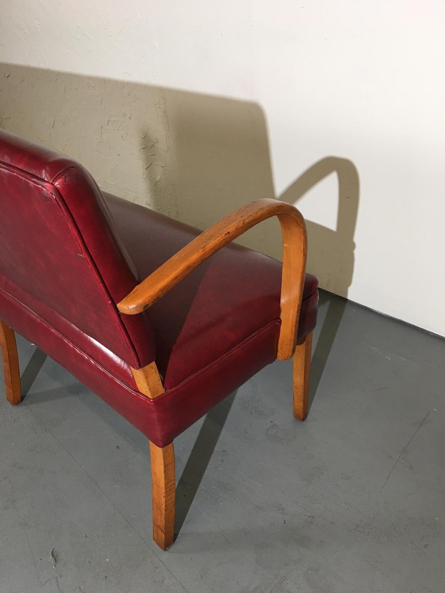 Wood 1950's Art Deco Style Bench Set of 2 For Sale