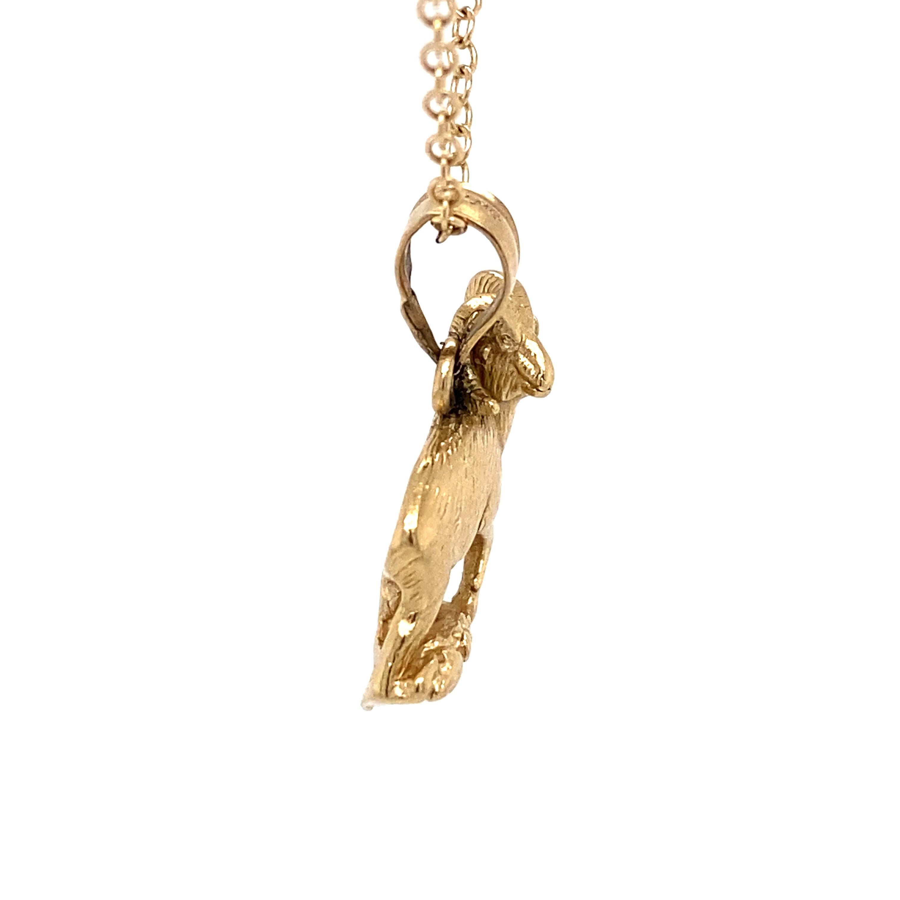 Chain not included.

Circa: 1950
Metal Type: 14 Karat Yellow Gold 
Weight: 4.2 grams
Dimensions: 1 Inch x 1 Inch
