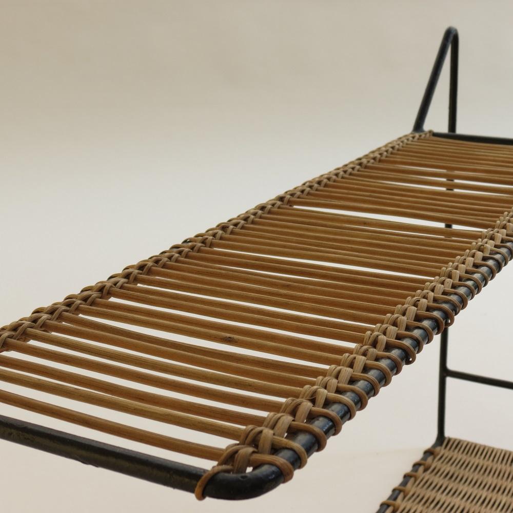20th Century 1950s Rare Cane and Metal Shelving by Guy Raoul, France