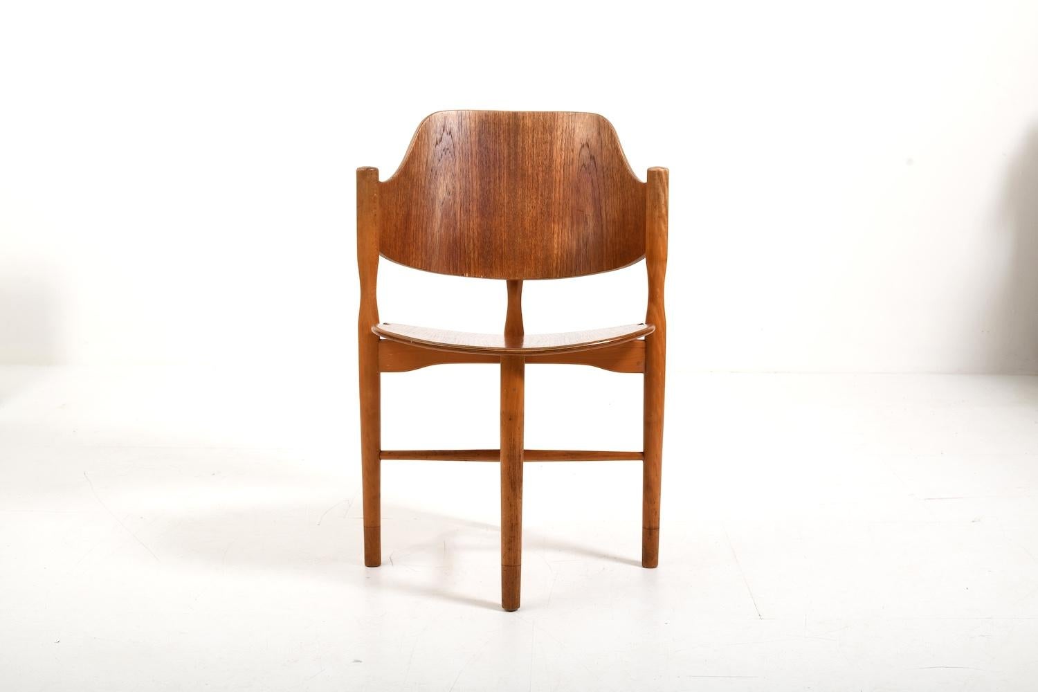 1950s Rare Danish Armchair in Teak and Beech In Good Condition In Handewitt, DE