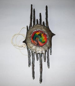 1950s Rare Design Iron/Glass Wall Lamp, Czechoslovakia