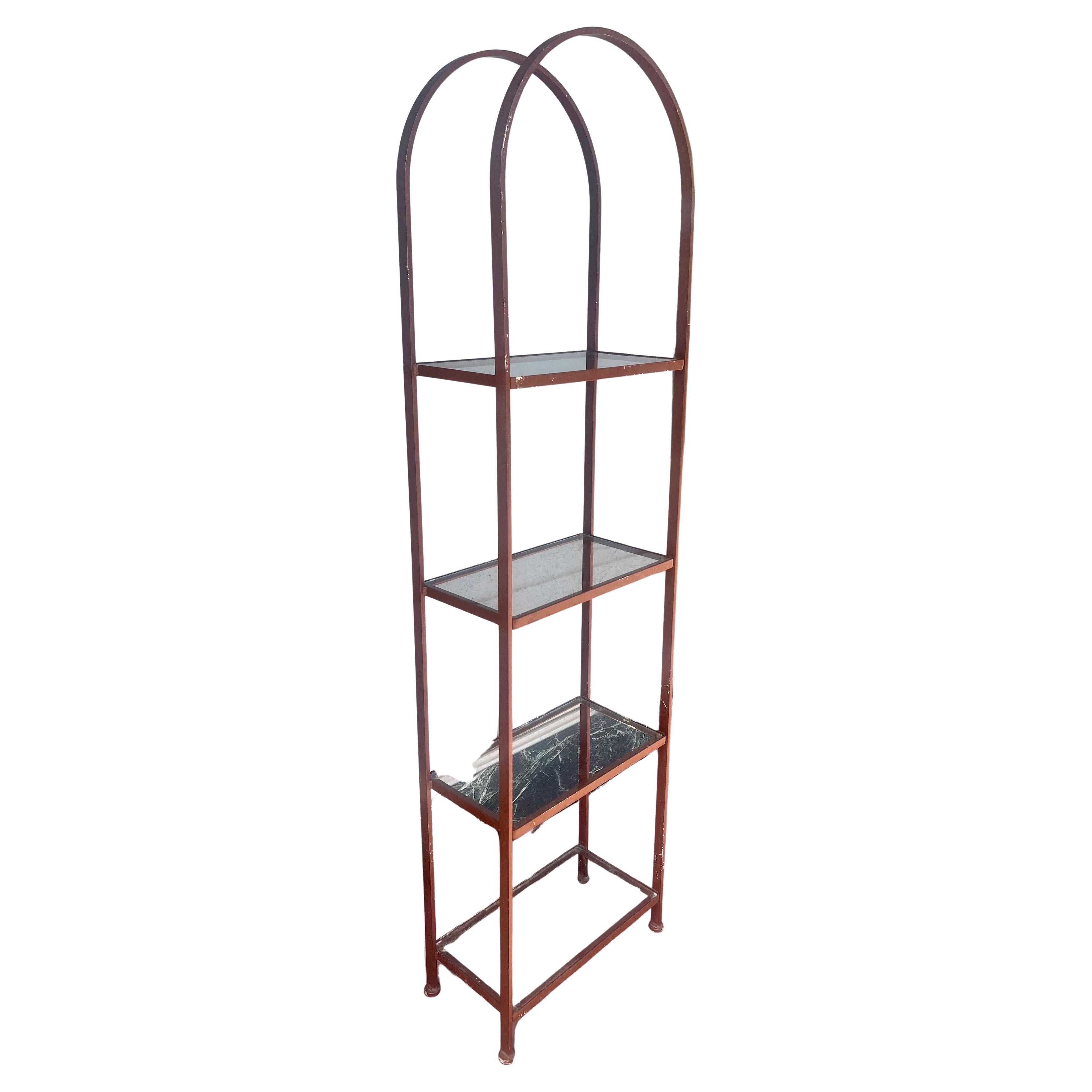 Seltene Etagere aus Eisen und Glas aus den 1950er Jahren Mid Century Atomic von Thinline California (amerikanisch) im Angebot
