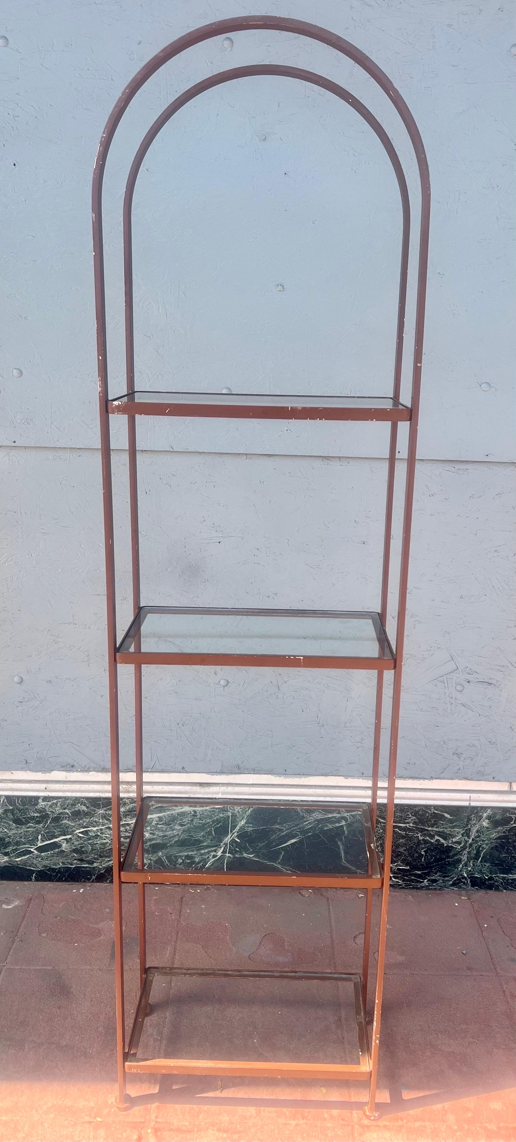 Seltene Etagere aus Eisen und Glas aus den 1950er Jahren Mid Century Atomic von Thinline California im Angebot 1