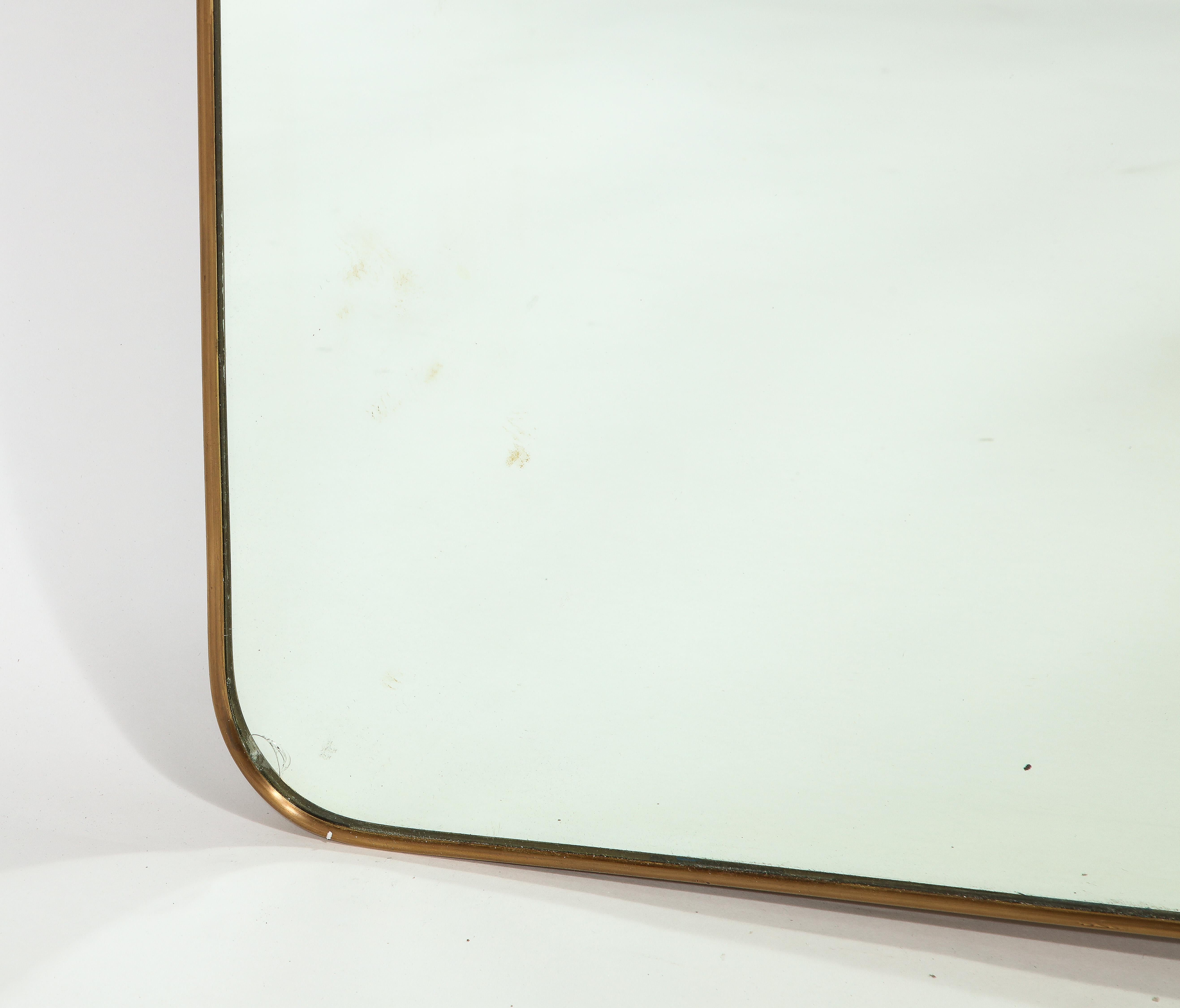 1950s Rare Fontana Arte Modernist Grand Scale Shaped Brass Wall Mirror For Sale 1