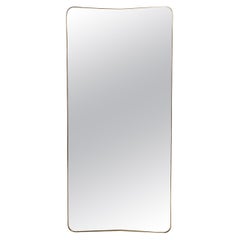 1950s Rare Fontana Arte Modernist Grand Scale Shaped Brass Wall Mirror