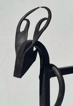 1950s Rare French Wrought Iron Fireplace Set with Sculptural Design