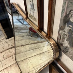 1950s Rare Gio Ponti Style Mid-Century Modern Biscuit Shaped Italian Wall Mirror