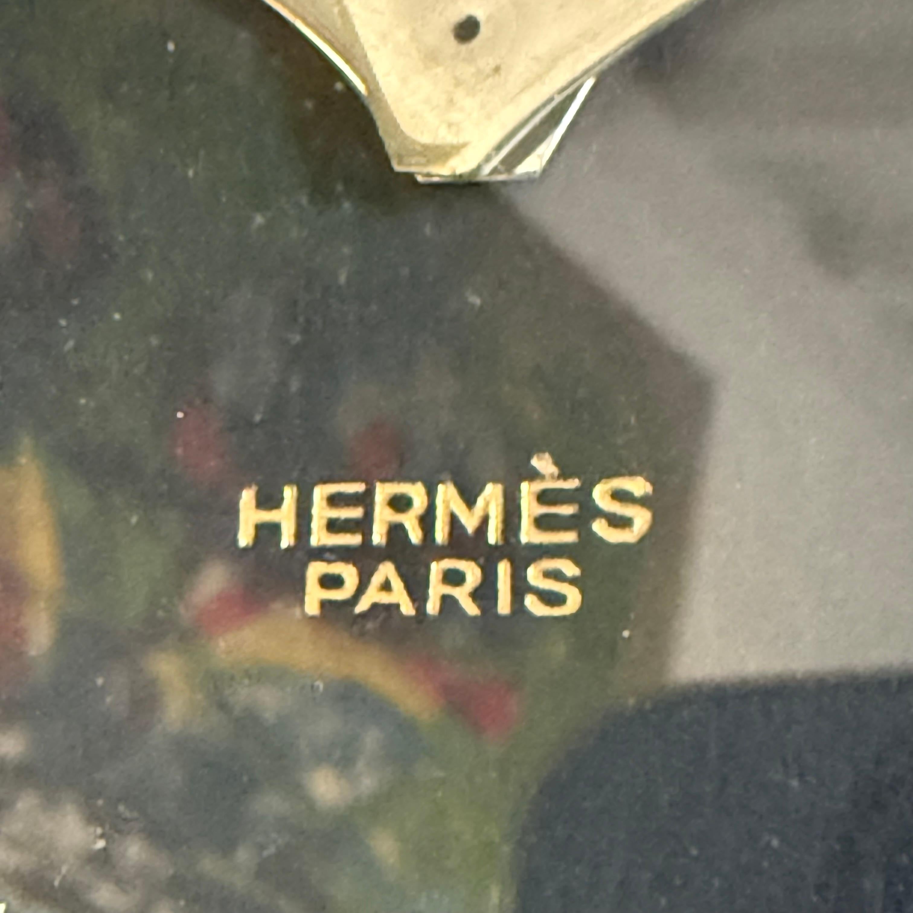 Women's or Men's 1950s Rare Hermès Horseshoe Desk Clock Leather Dial For Sale