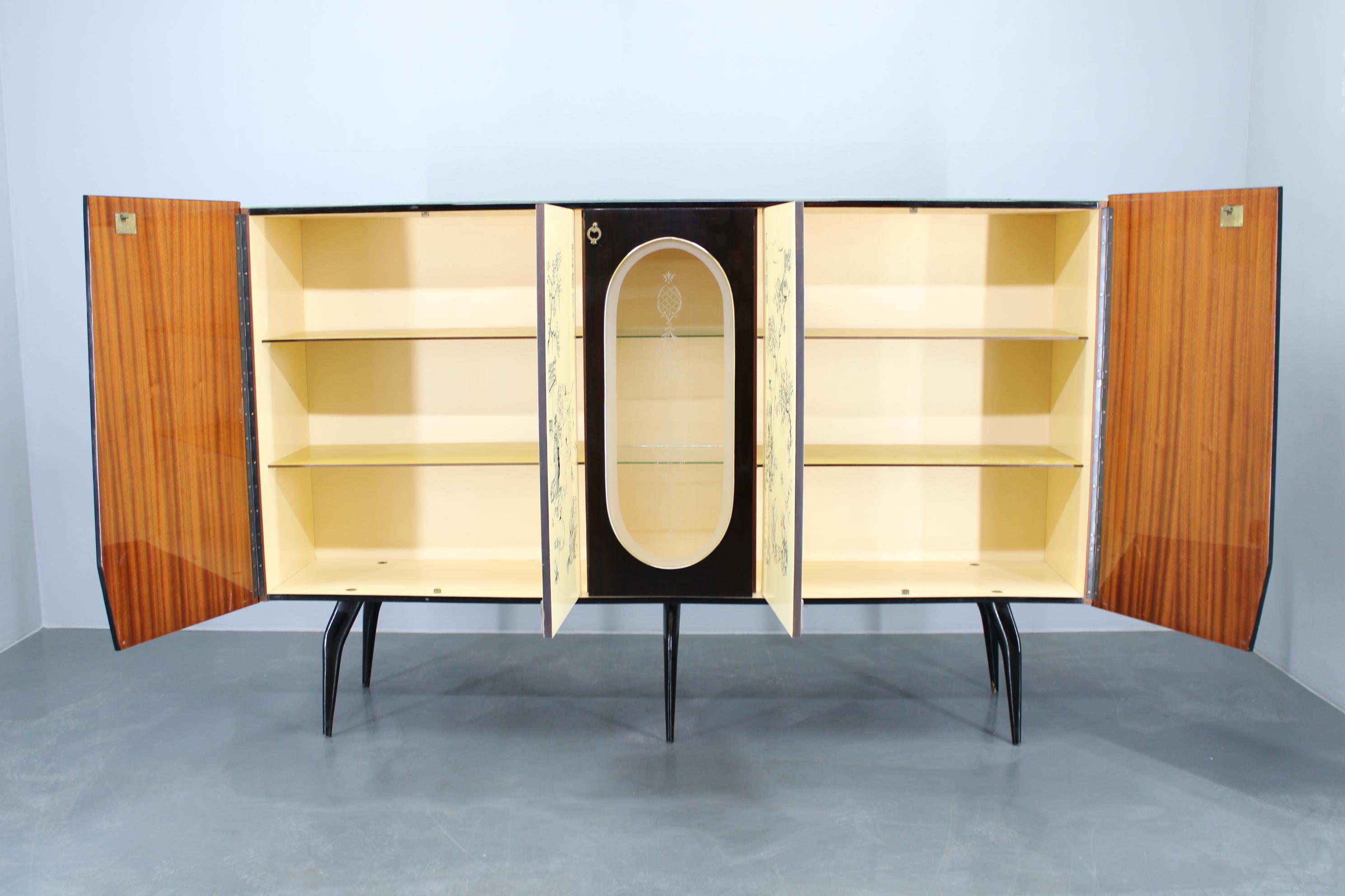 Mid-Century Modern 1950s Rare Italian Highboard For Sale