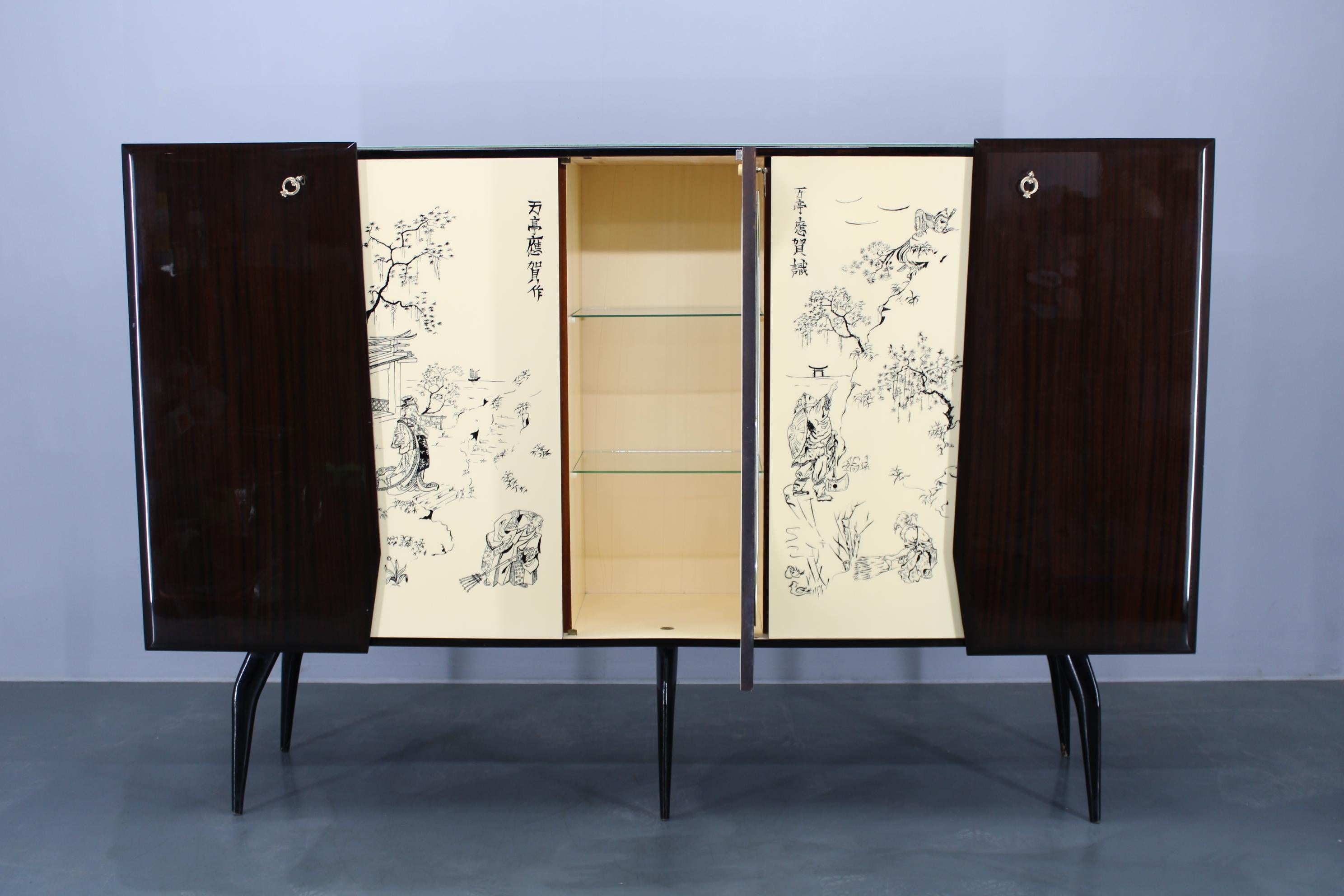 1950s Rare Italian Highboard In Good Condition For Sale In Praha, CZ