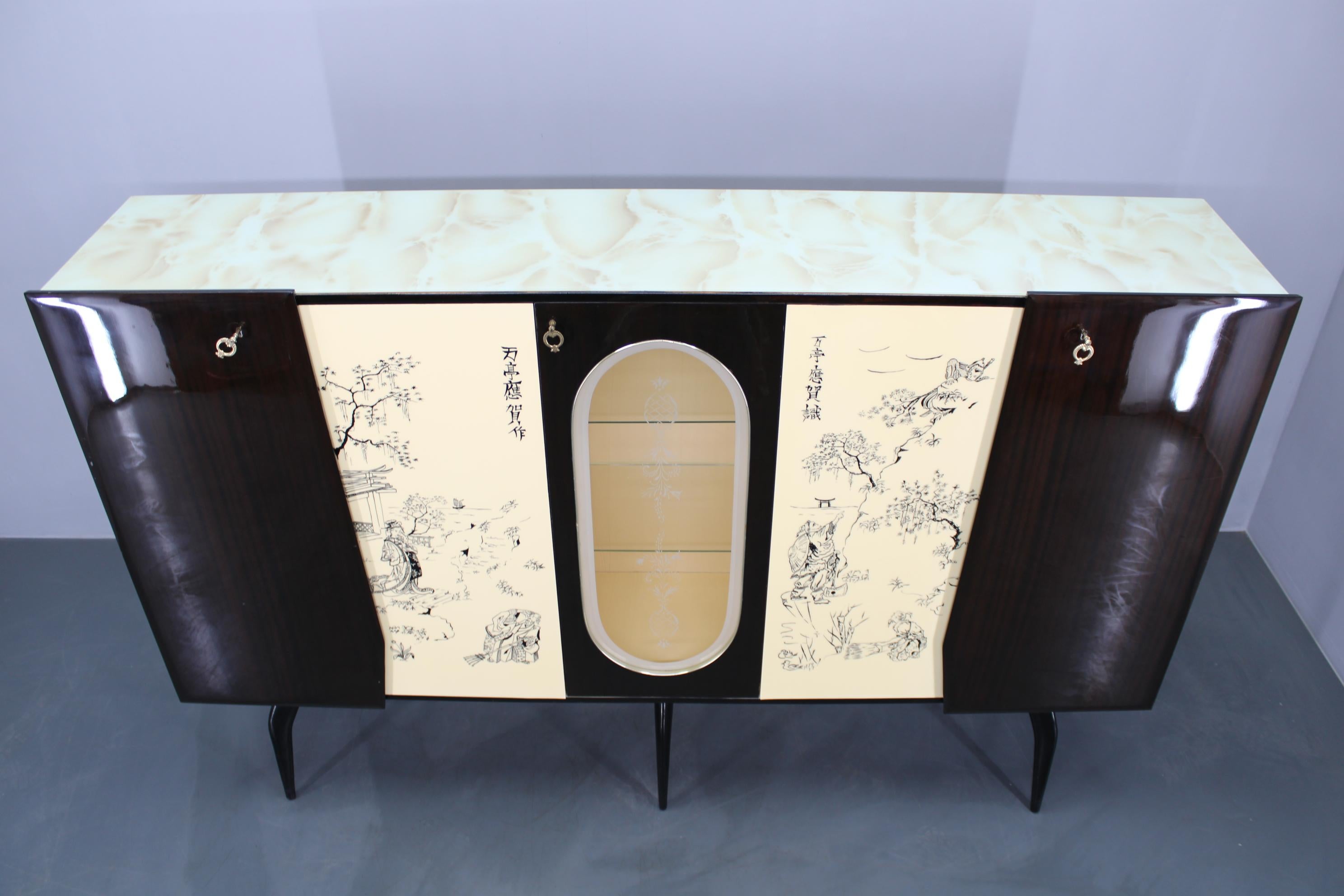20th Century 1950s Rare Italian Highboard For Sale