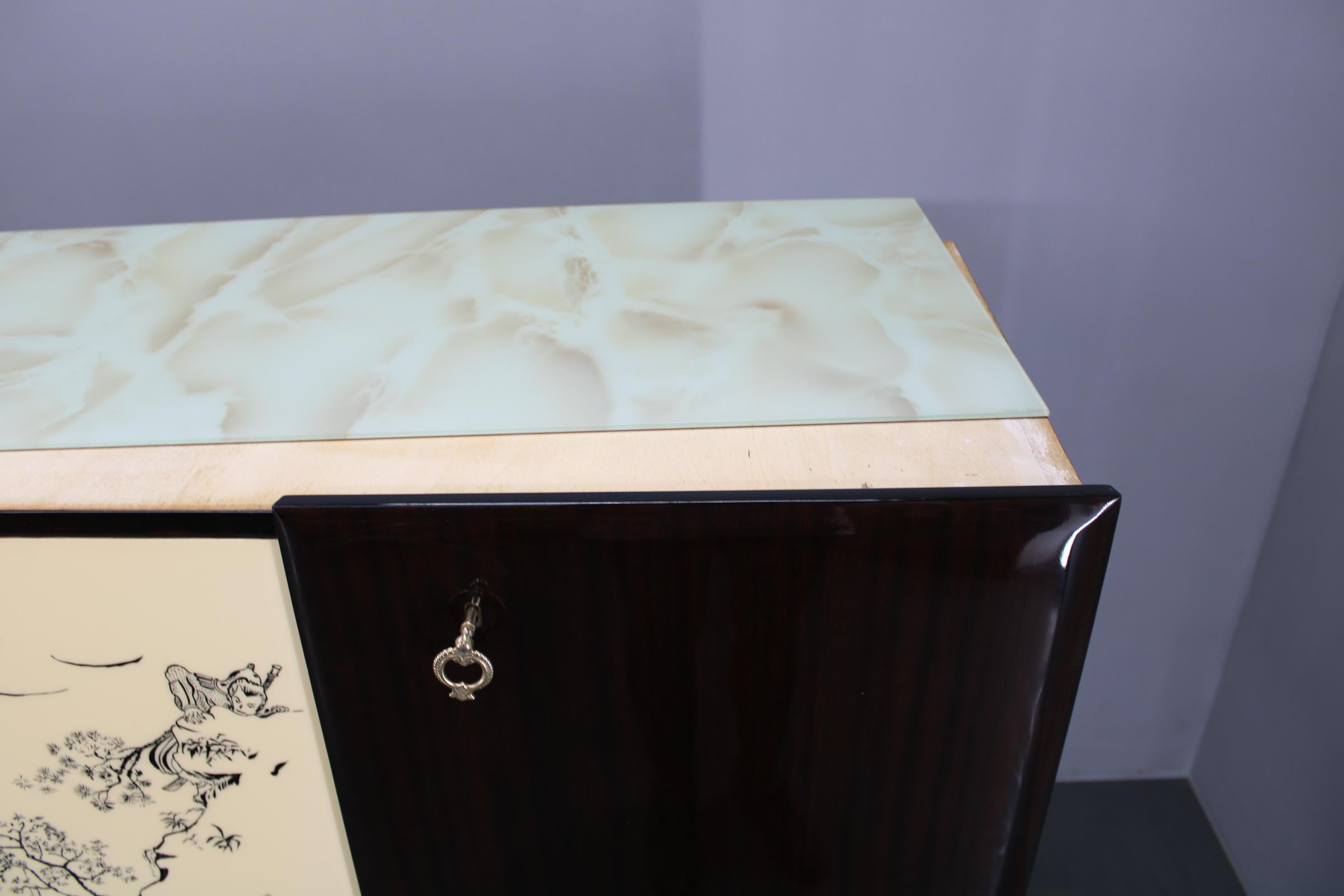 Mirror 1950s Rare Italian Highboard For Sale