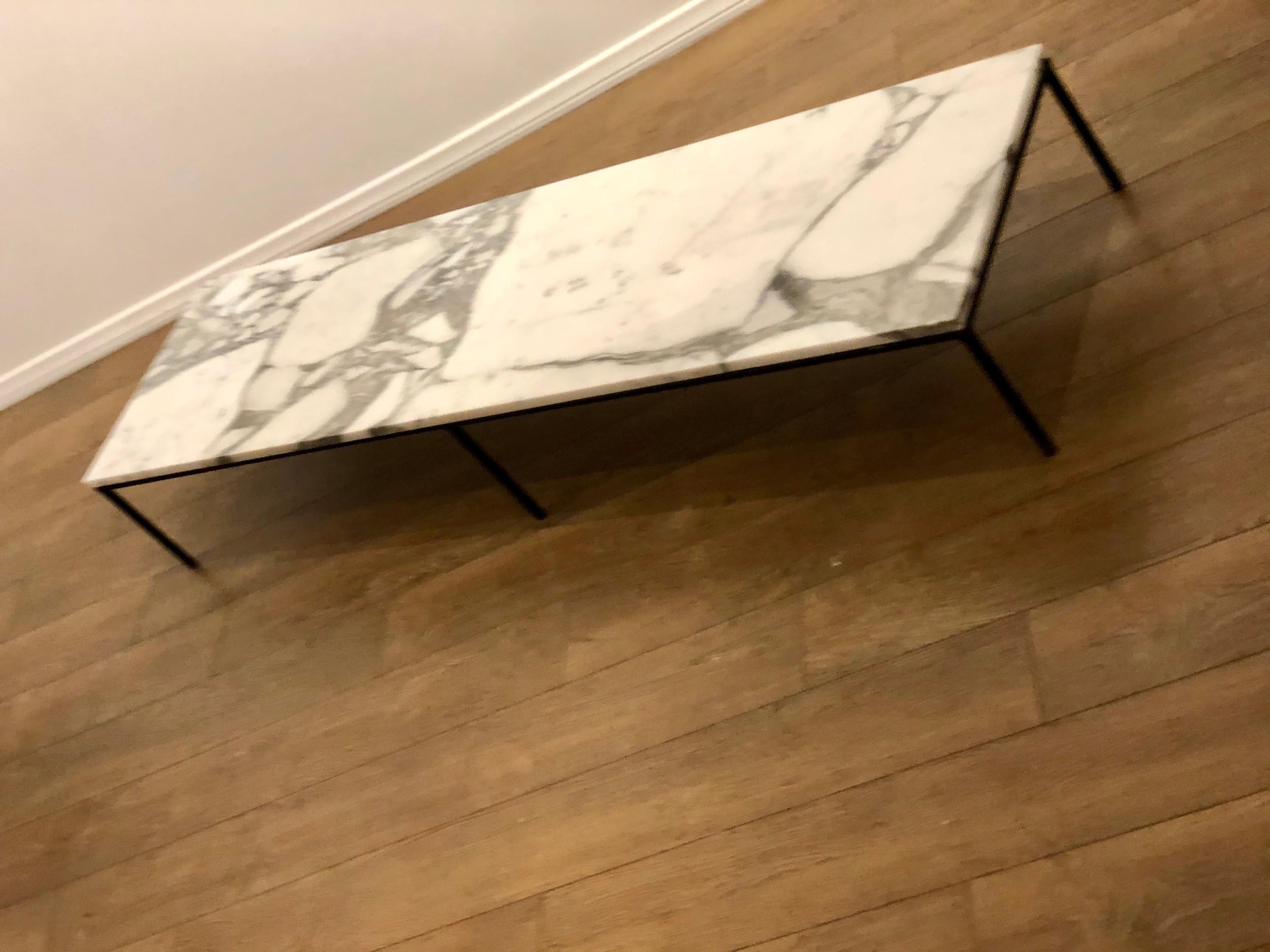 1950s Rare Long and Low Coffee Table Marble and Iron Designed by Paul McCobb In Excellent Condition In San Diego, CA