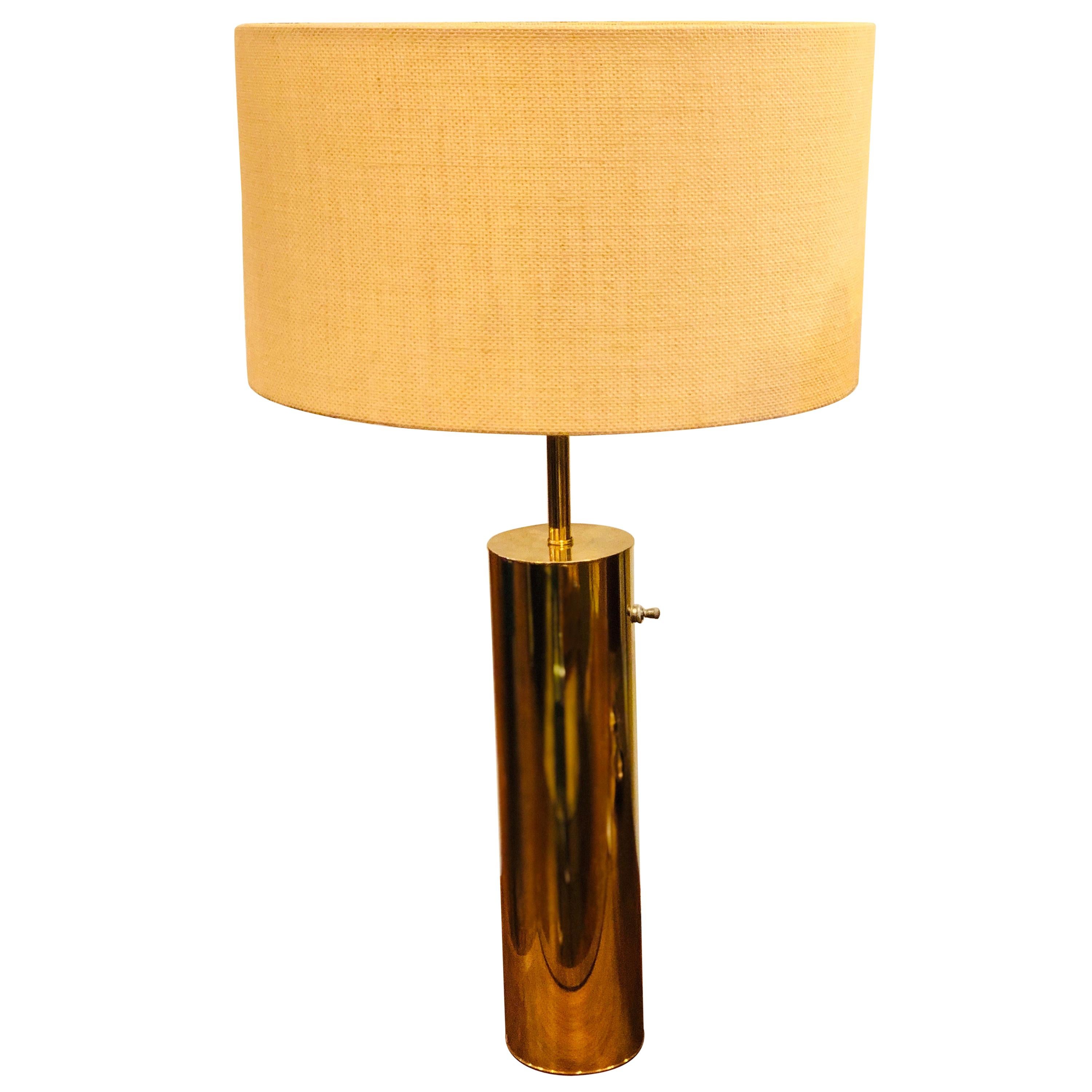 1950s Rare Polished Brushed Brass Lamp by Nessen Studios