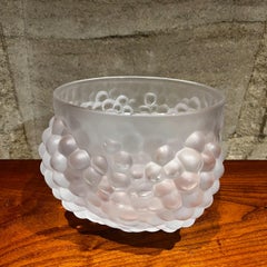 1950s Rare René Lalique Antilles Frosted Art Glass Grape Cluster Bowl France