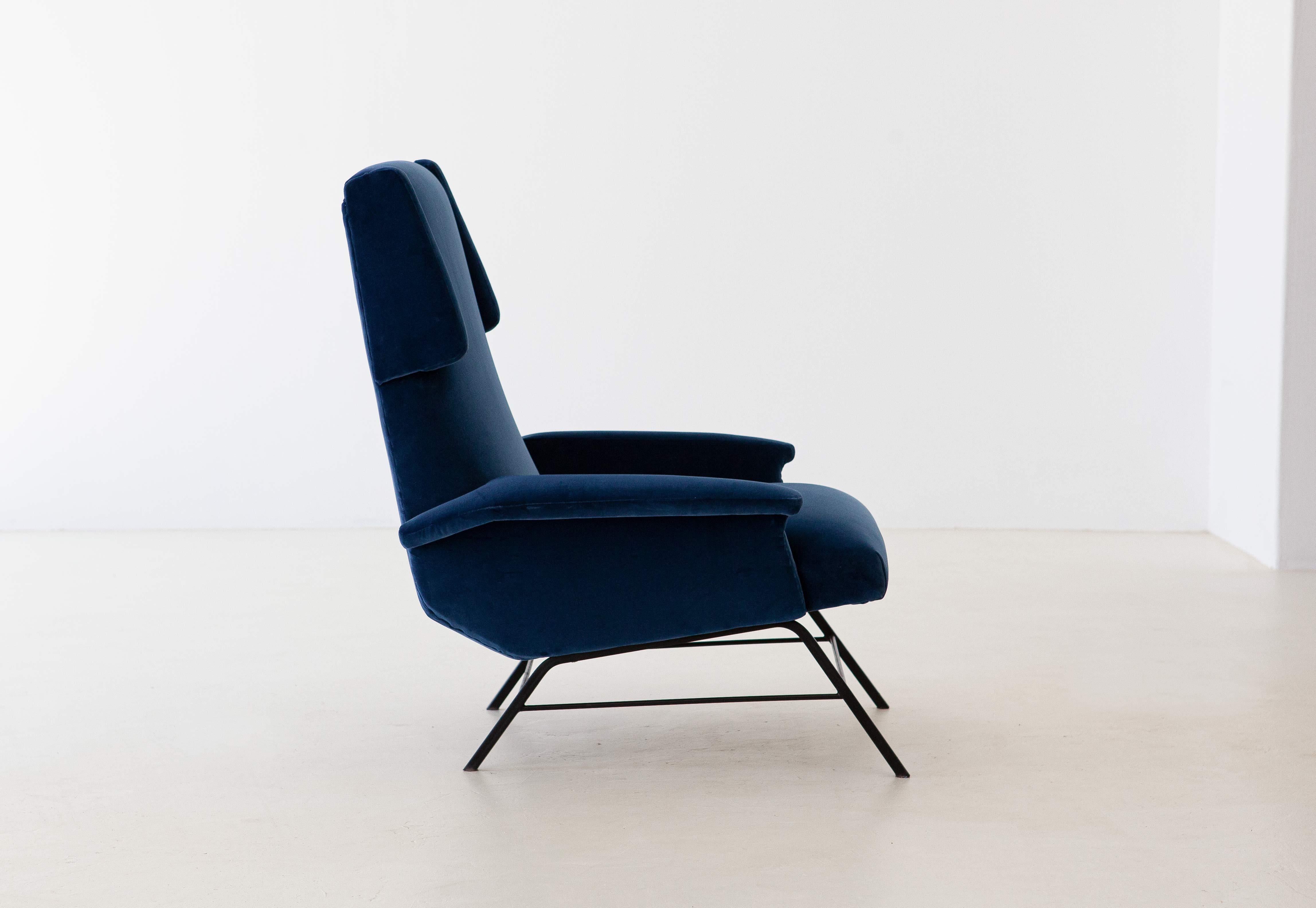 blue velvet armchairs