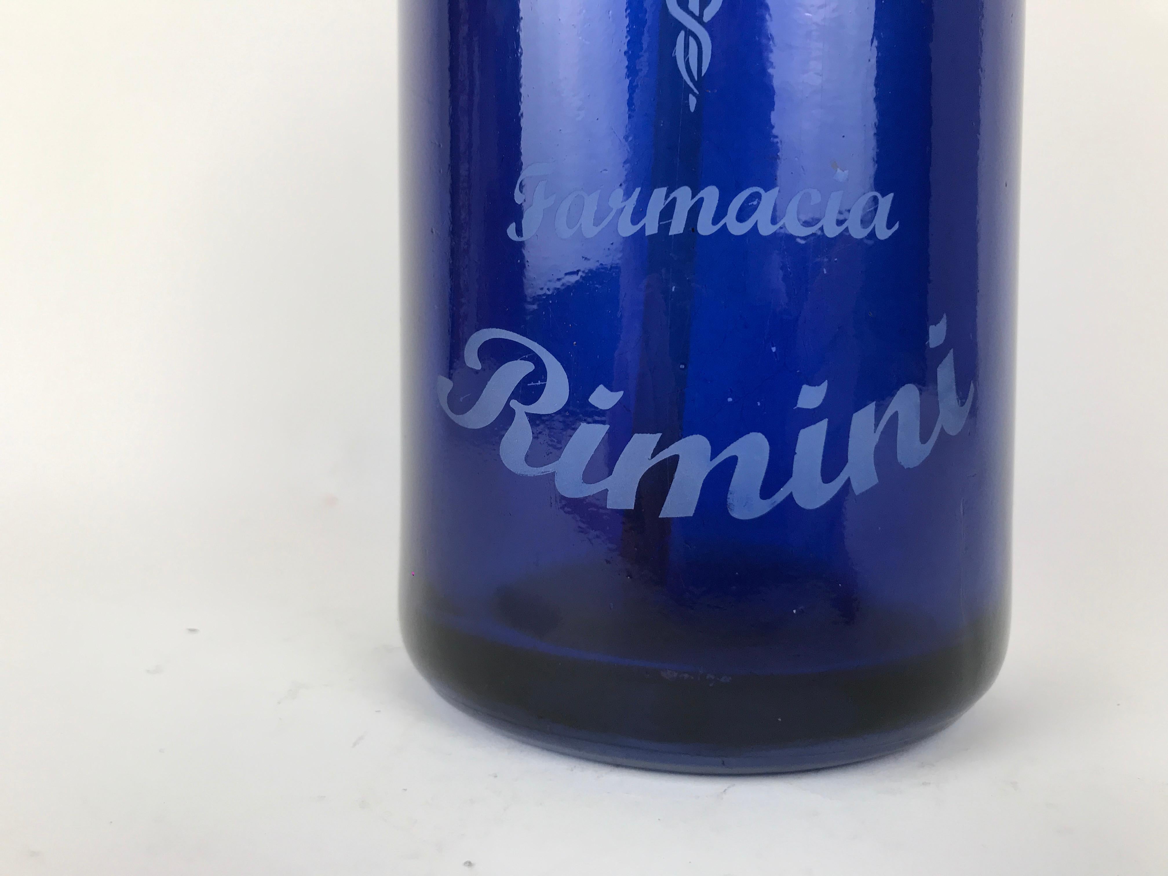 Metal 1950s Rare Vintage Cobalt Blue Glass Soda Syphon Seltzer Antica Farmacia Rimini For Sale