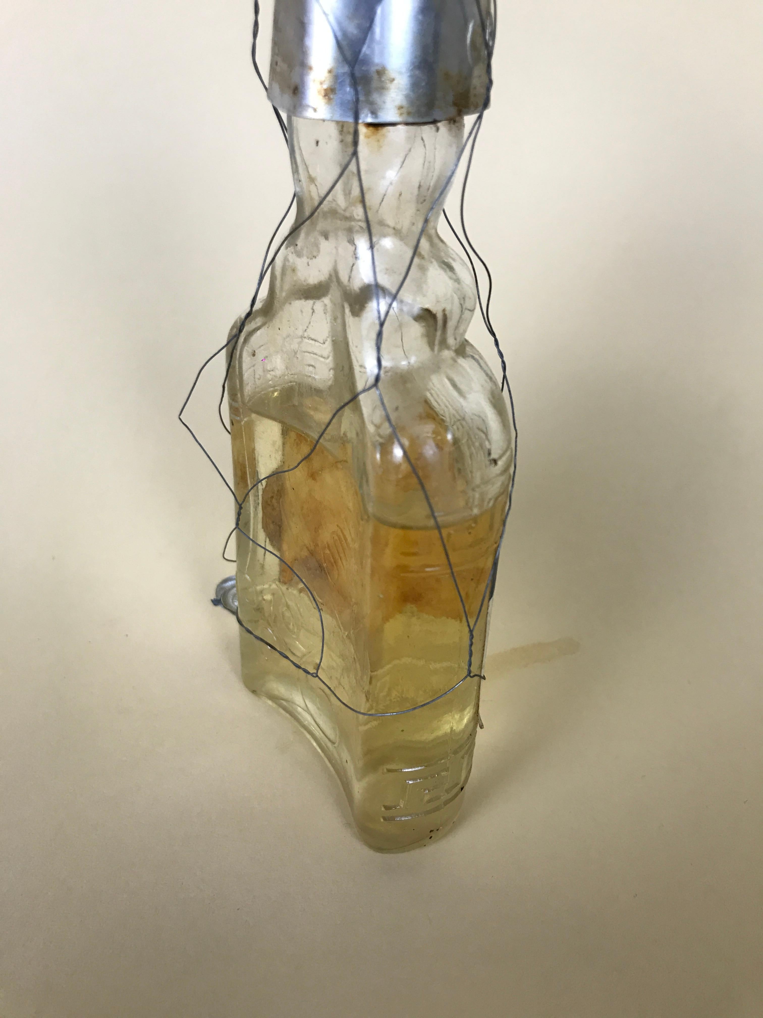 1950s Rare Vintage Italian Cordial Campari Glass Flask with Aluminium Cup For Sale 1