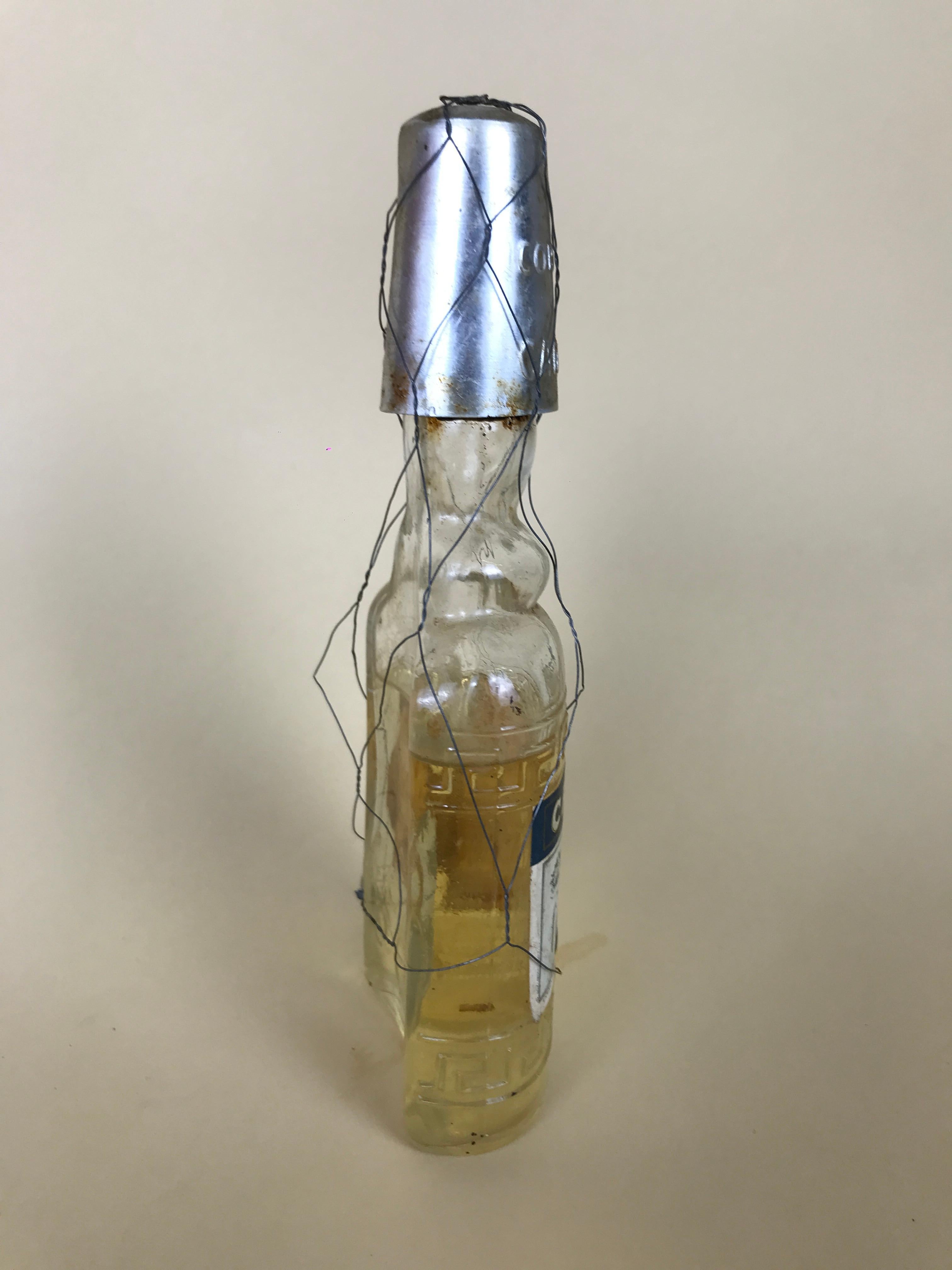 Mid-20th Century 1950s Rare Vintage Italian Cordial Campari Glass Flask with Aluminium Cup For Sale