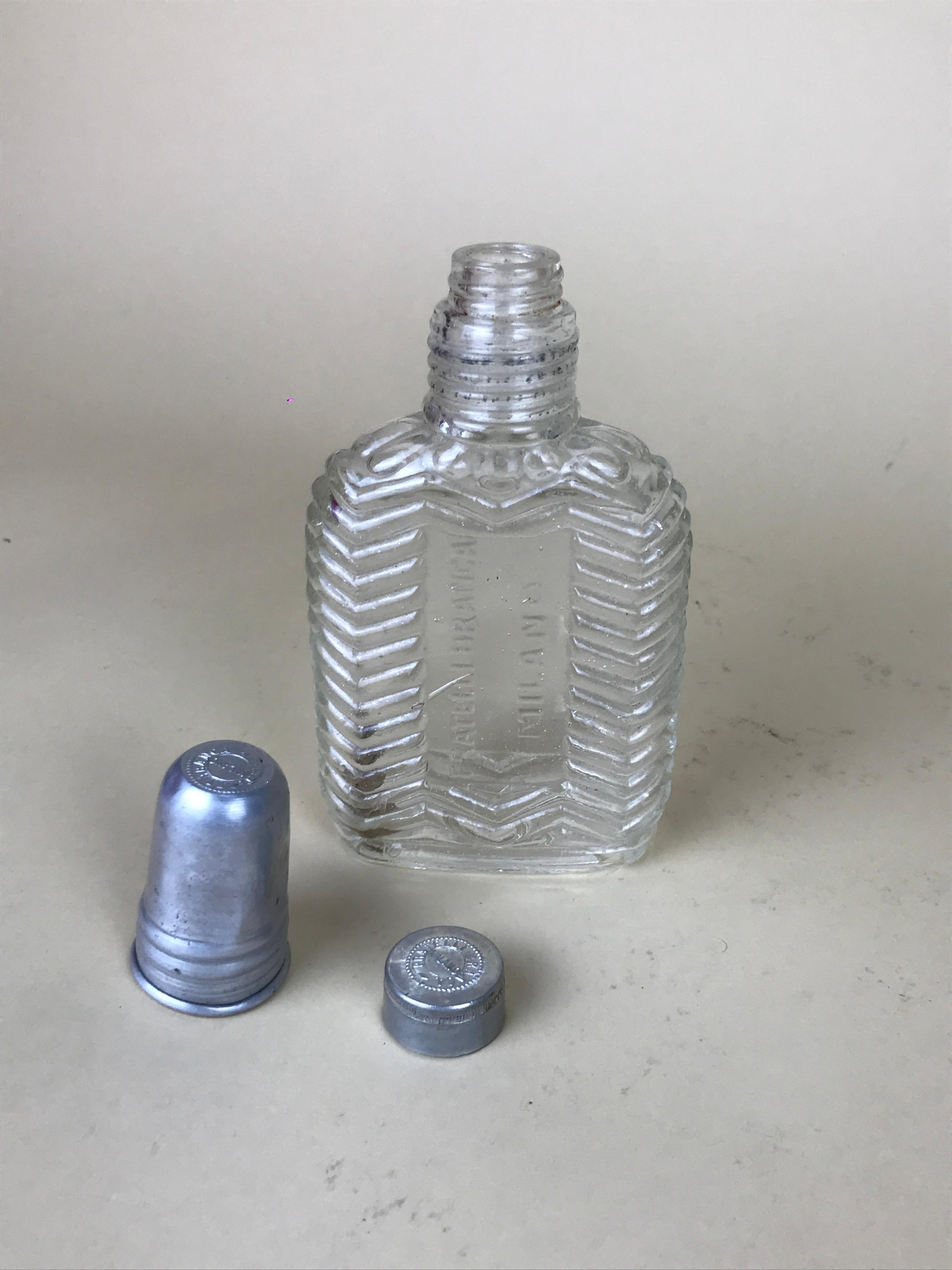 1950s Rare Vintage Italian Fratelli Branca Milano Glass Flask with Aluminium Cup For Sale 5