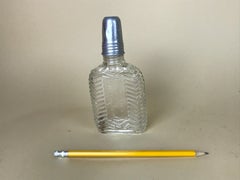 1950s Rare Vintage Italian Fratelli Branca Milano Glass Flask with Aluminium Cup