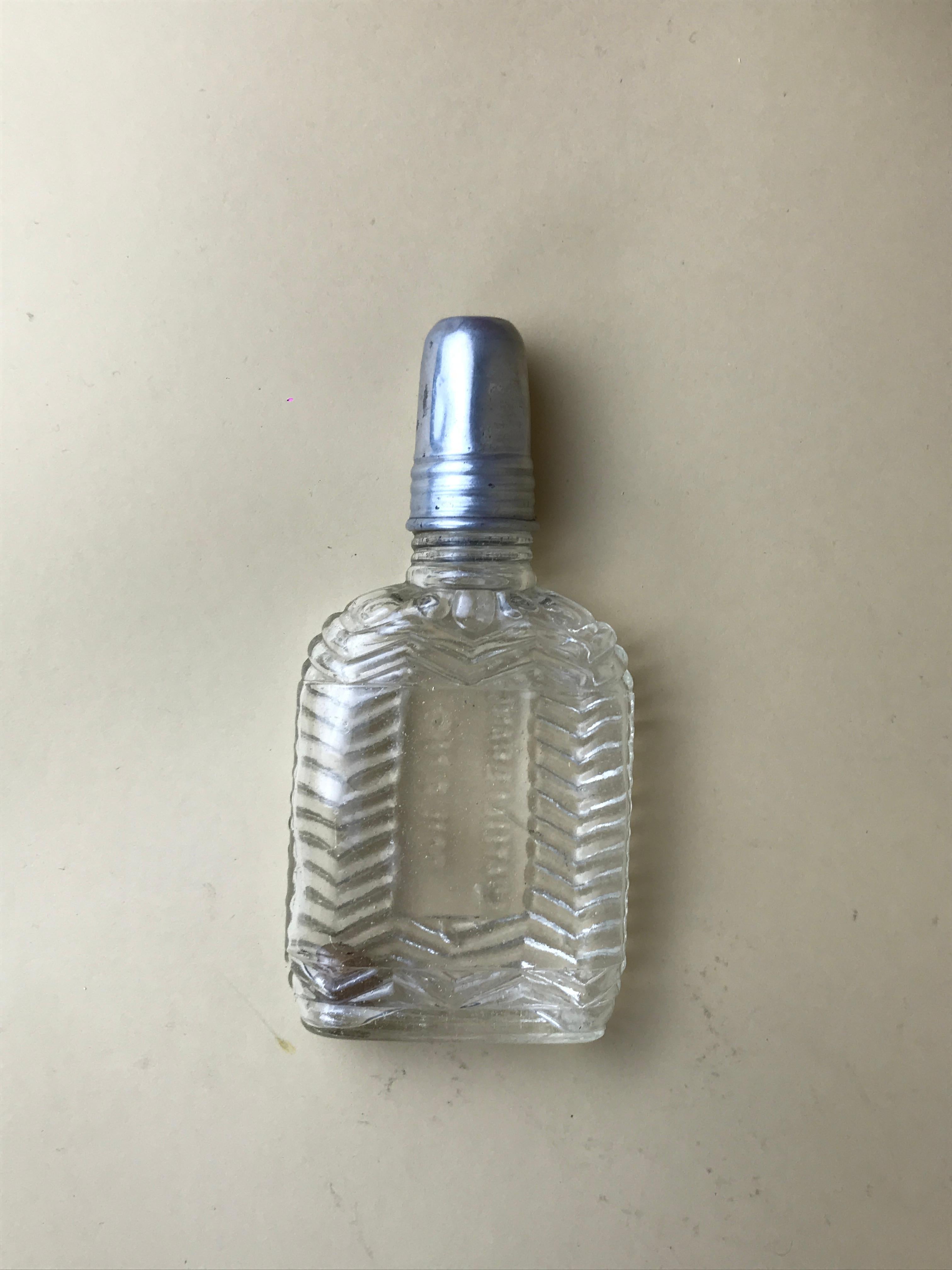 Mid-Century Modern 1950s Rare Vintage Italian Fratelli Branca Milano Glass Flask with Aluminium Cup For Sale