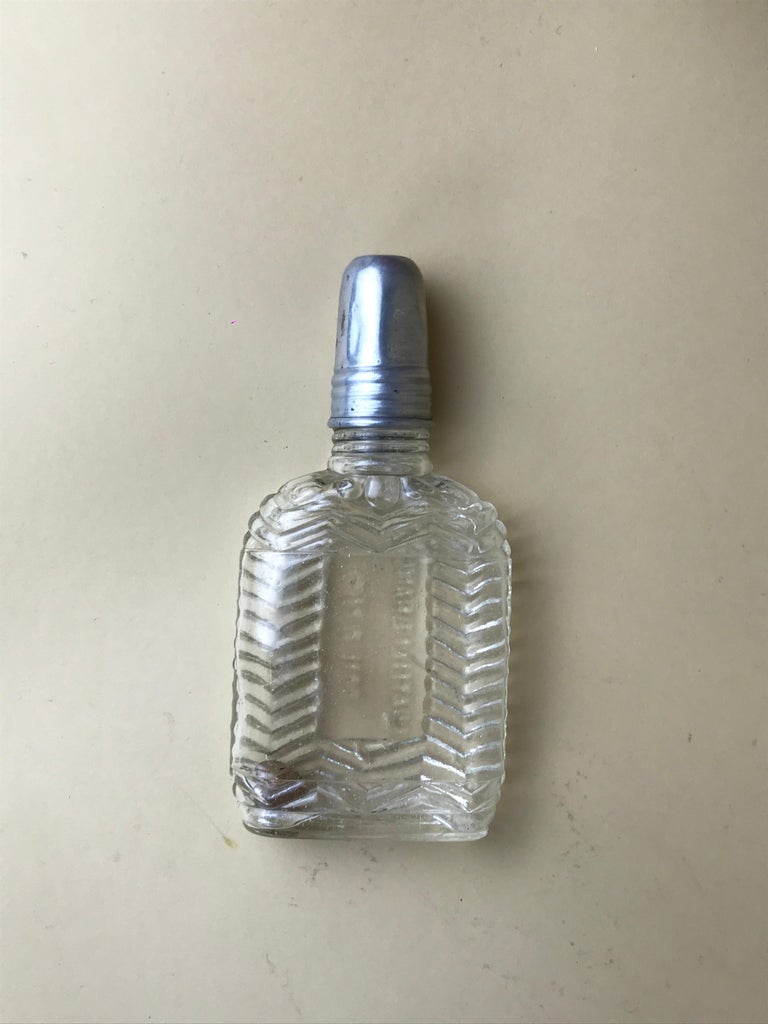 Mid-20th Century 1950s Rare Vintage Italian Fratelli Branca Milano Glass Flask with Aluminium Cup For Sale