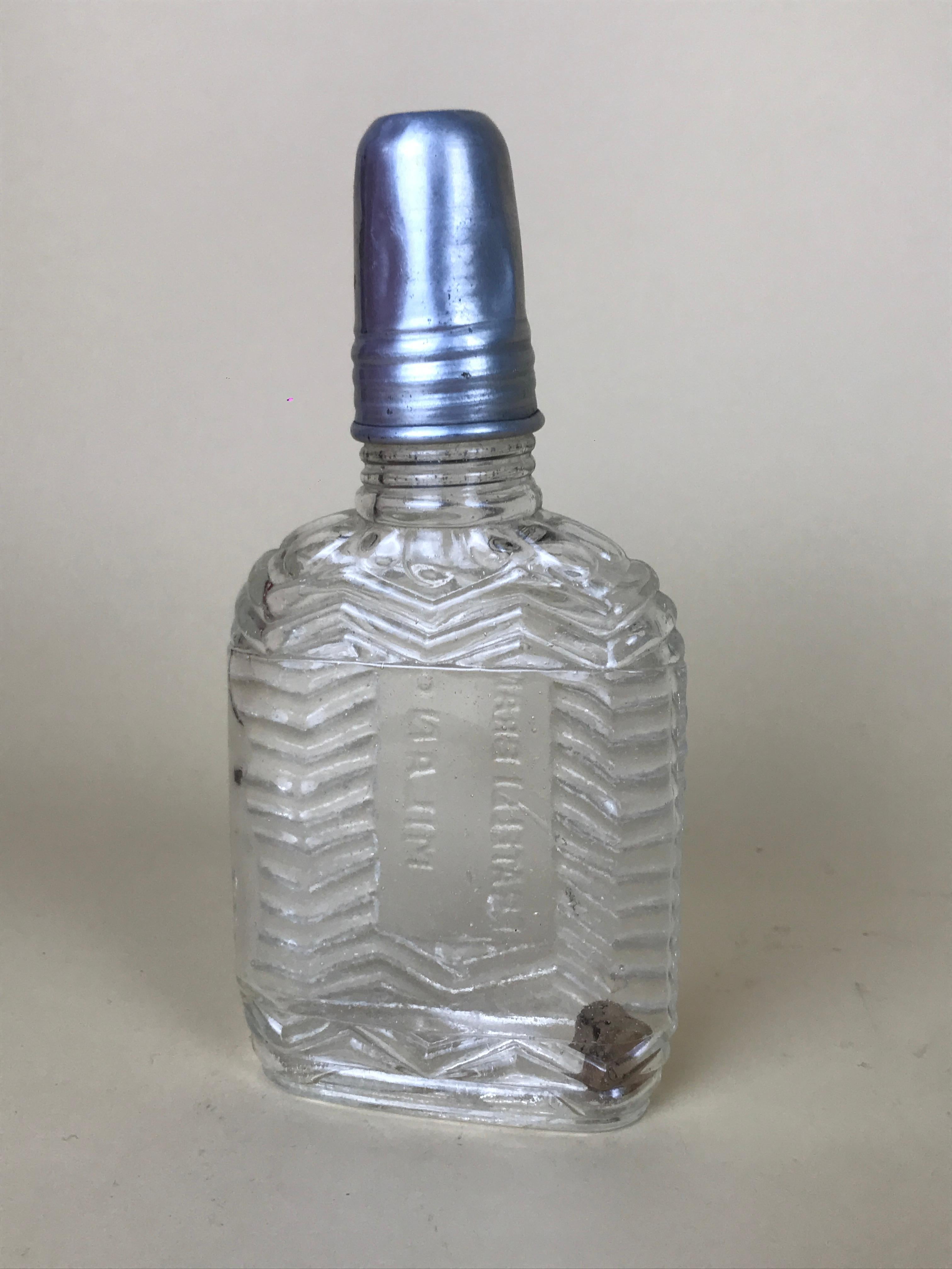 1950s Rare Vintage Italian Fratelli Branca Milano Glass Flask with Aluminium Cup For Sale 1