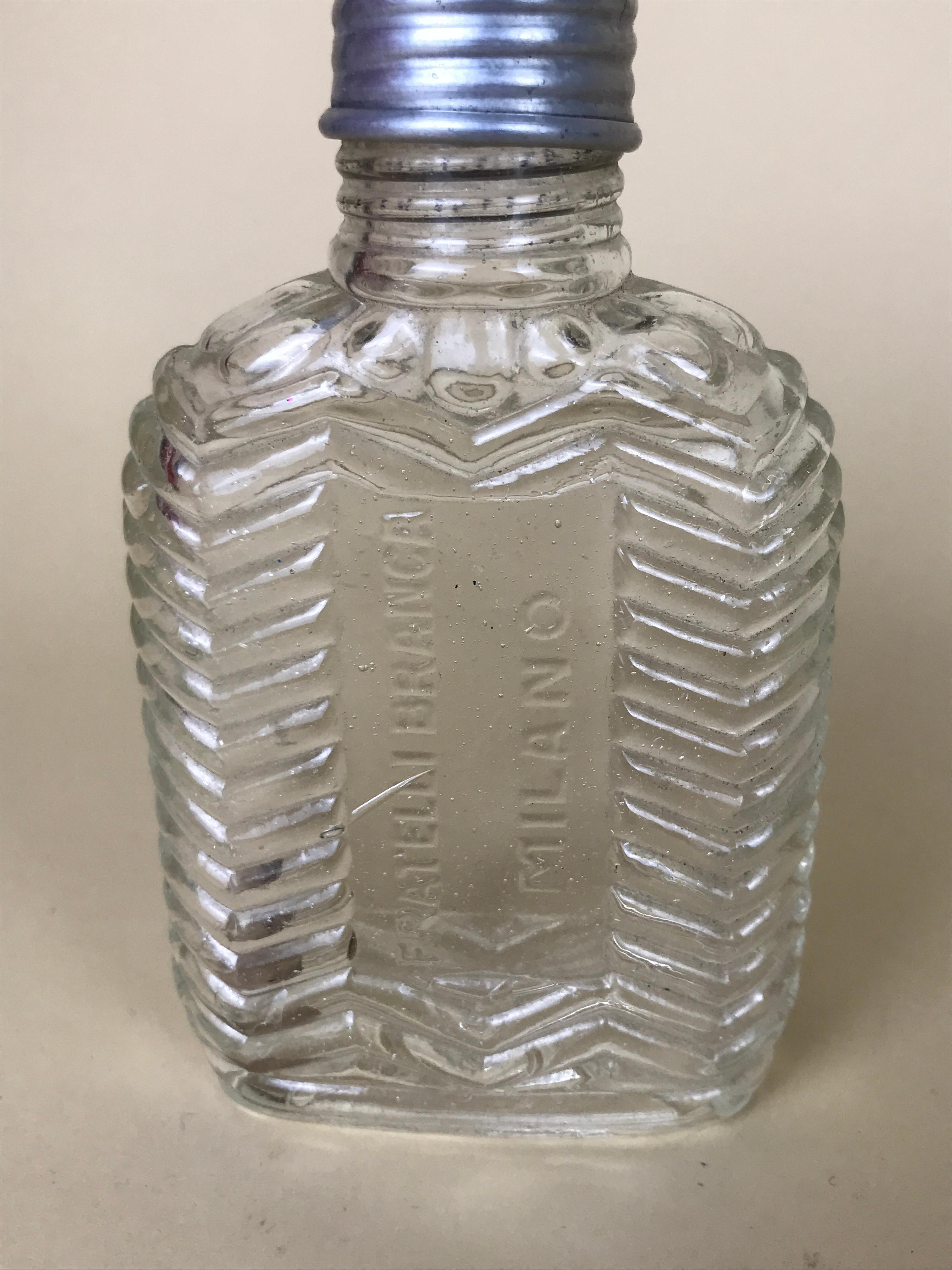 1950s Rare Vintage Italian Fratelli Branca Milano Glass Flask with Aluminium Cup For Sale 3