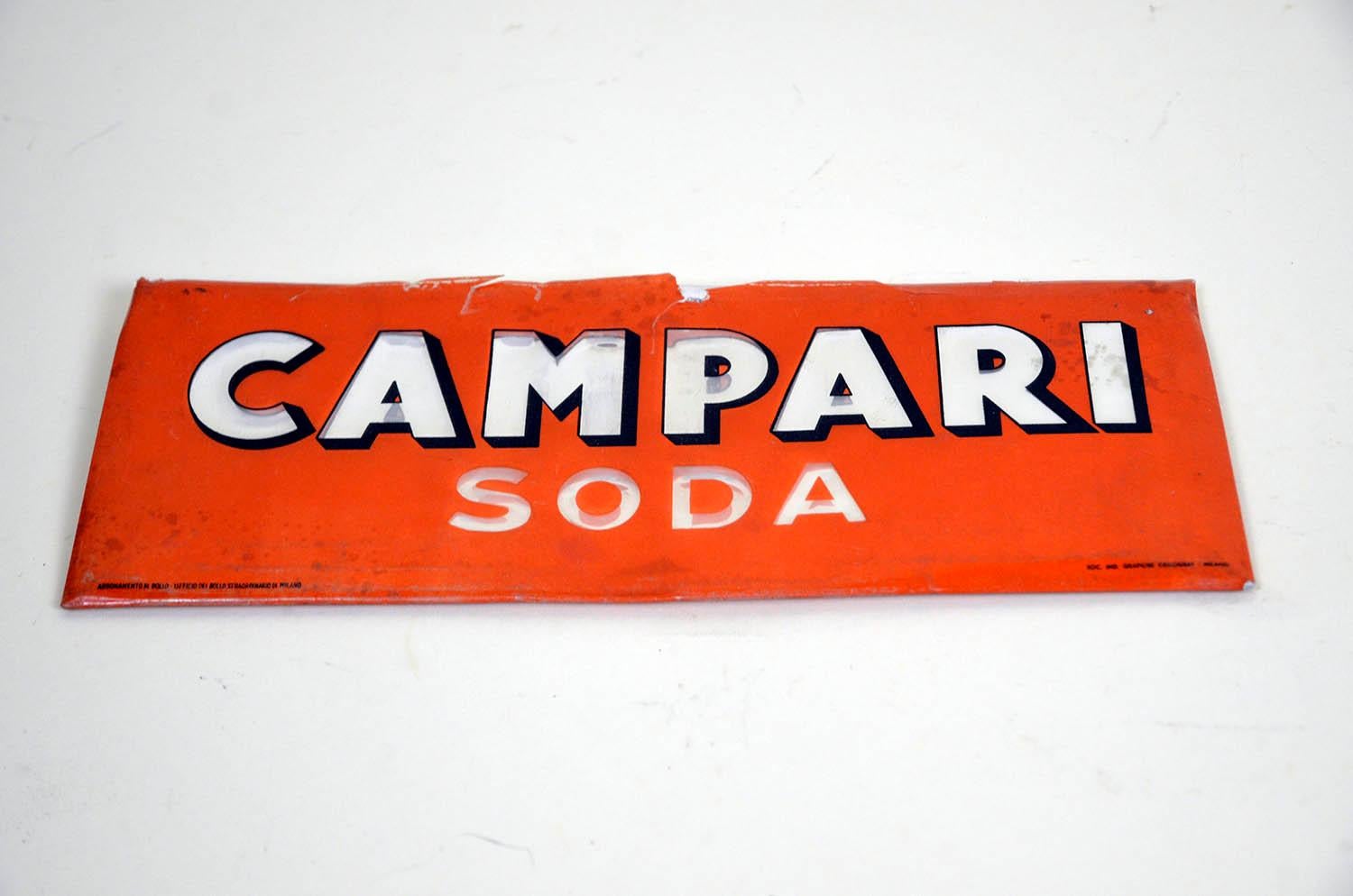 1950s Rare Vintage Italian Red Campari Soda Sign In Good Condition In Milan, IT