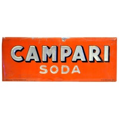 1950s Rare Vintage Italian Red Campari Soda Sign