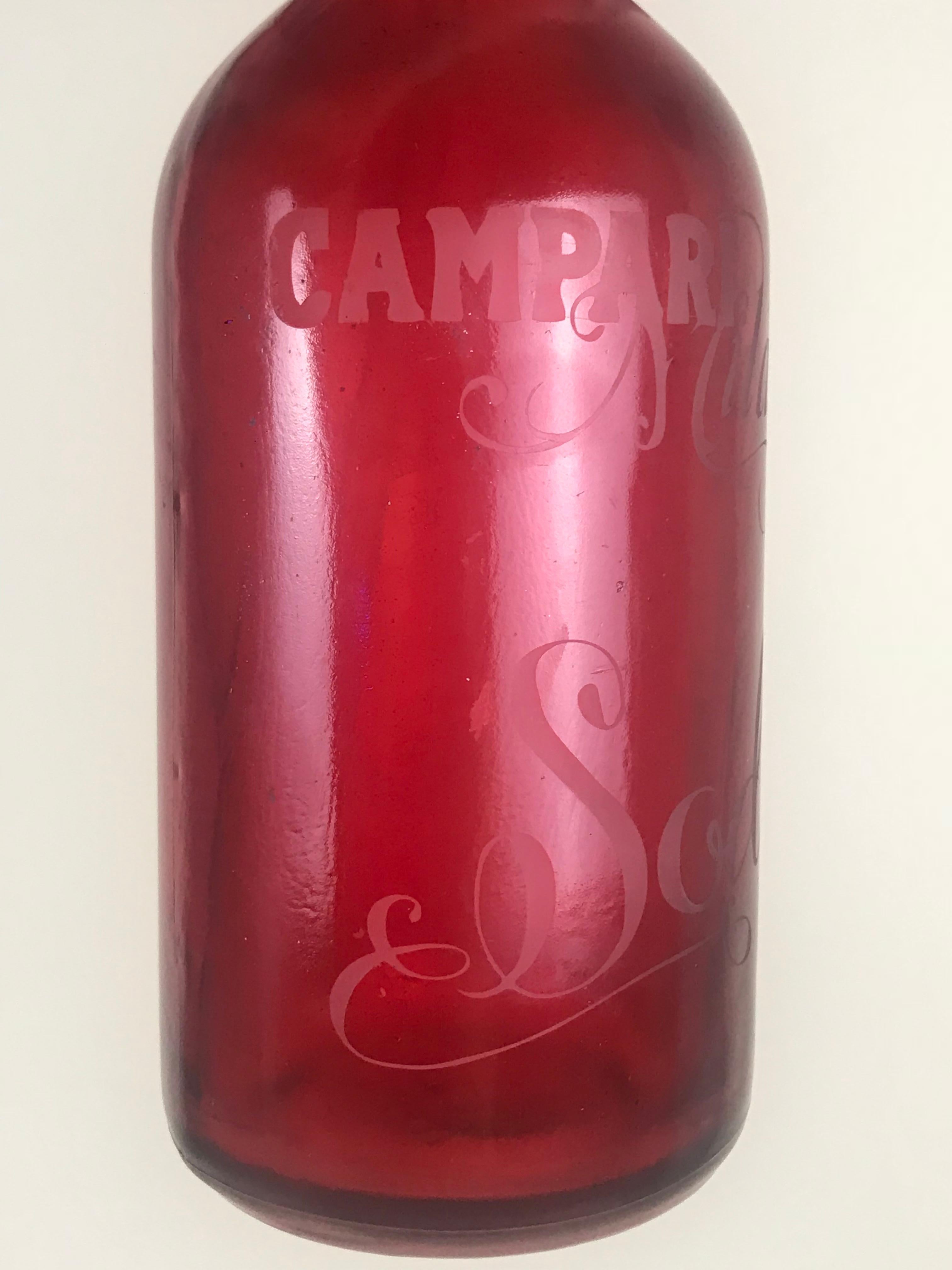 1950s Rare Vintage Red Glass Italian Soda Syphon Seltzer Campari Milano Soda 4