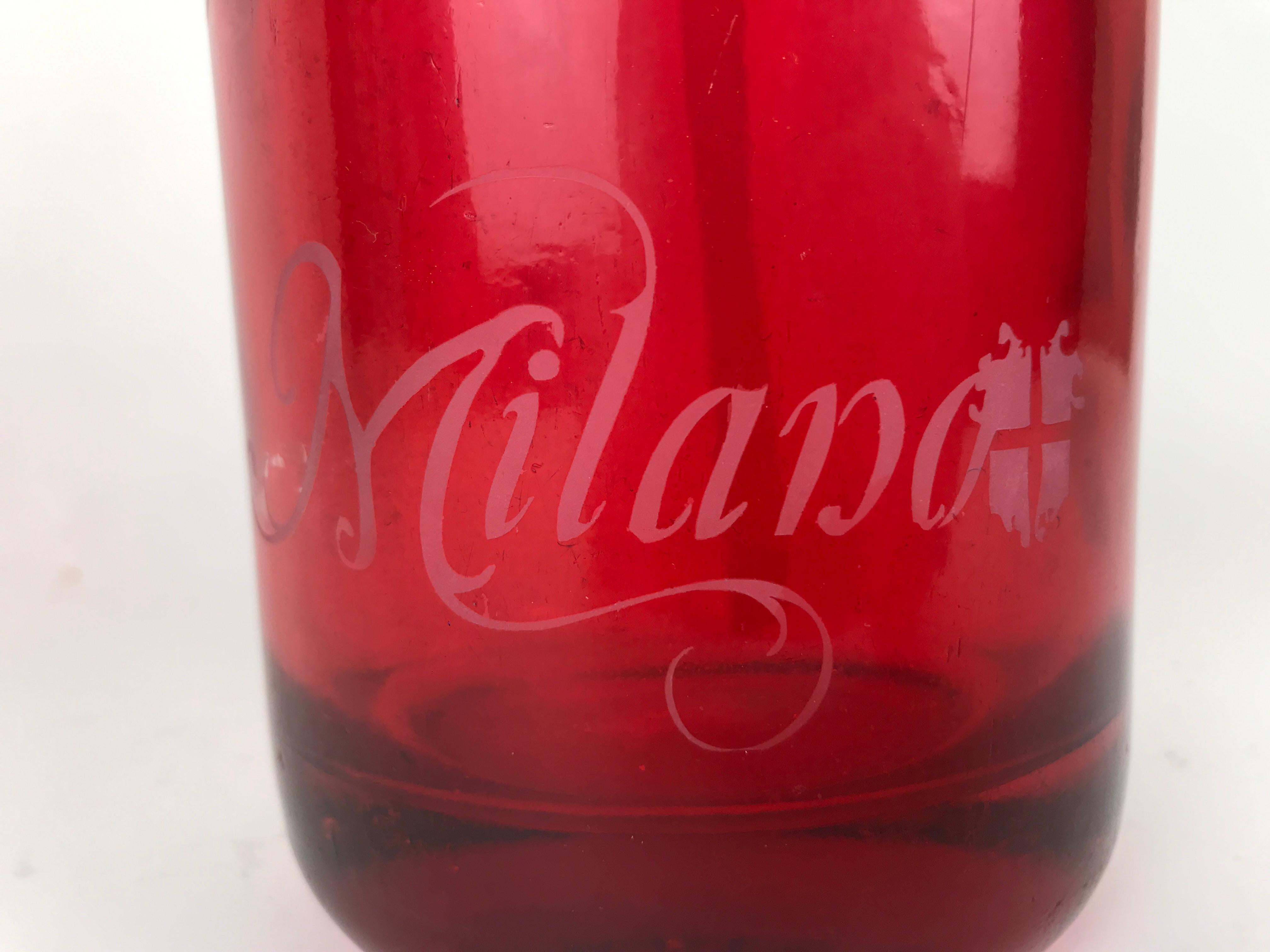 1950s Rare Vintage Red Glass Italian Soda Syphon Seltzer Galleria Campari Milano For Sale 5