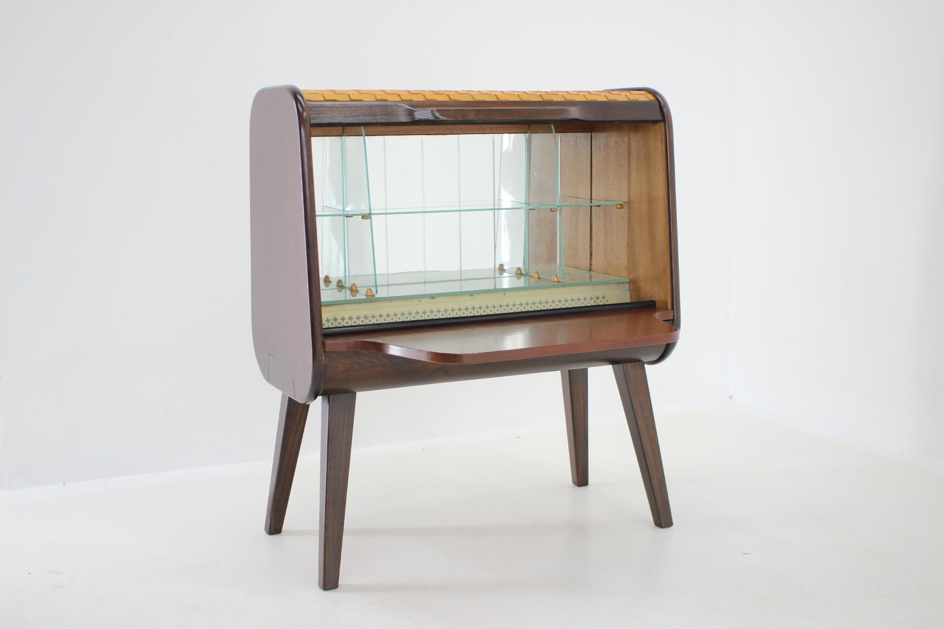 1950s Rare Wooden Bar Cabinet, Czechoslovakia For Sale 2