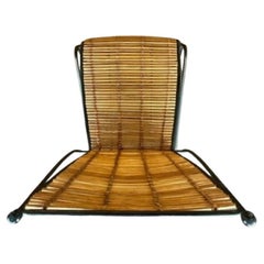 1950's Rattan Bamboo and Blackened Steel Side Chairs (Pair)