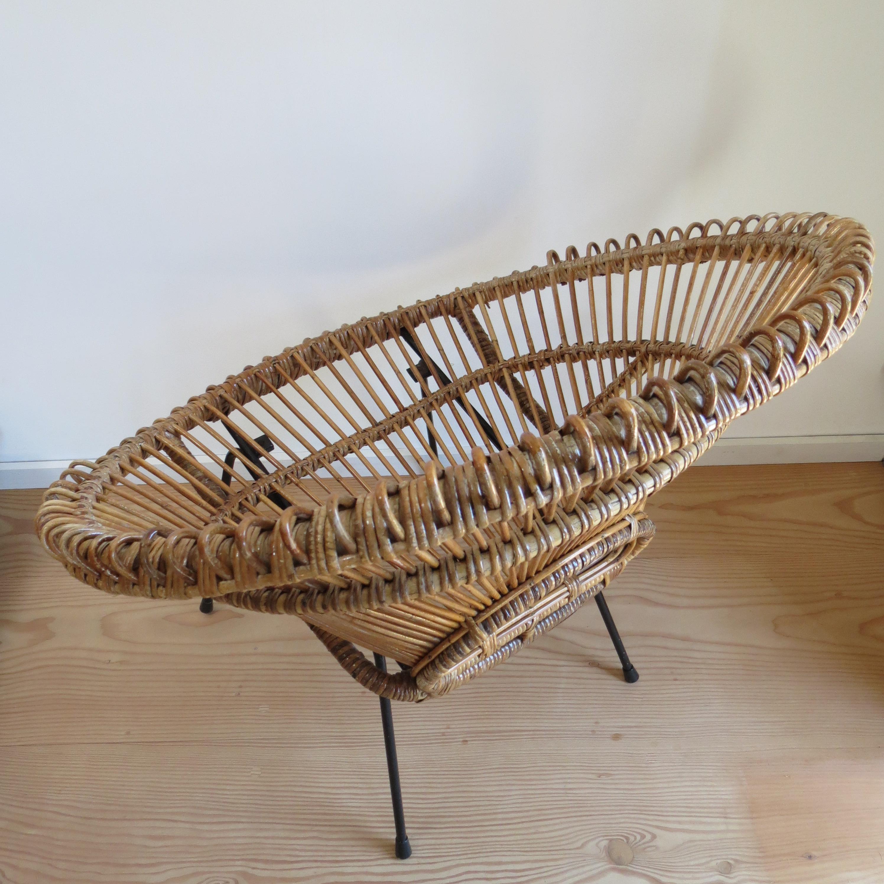 1950s Rattan Cane and Metal Chair Franco Albini 2 available B 2