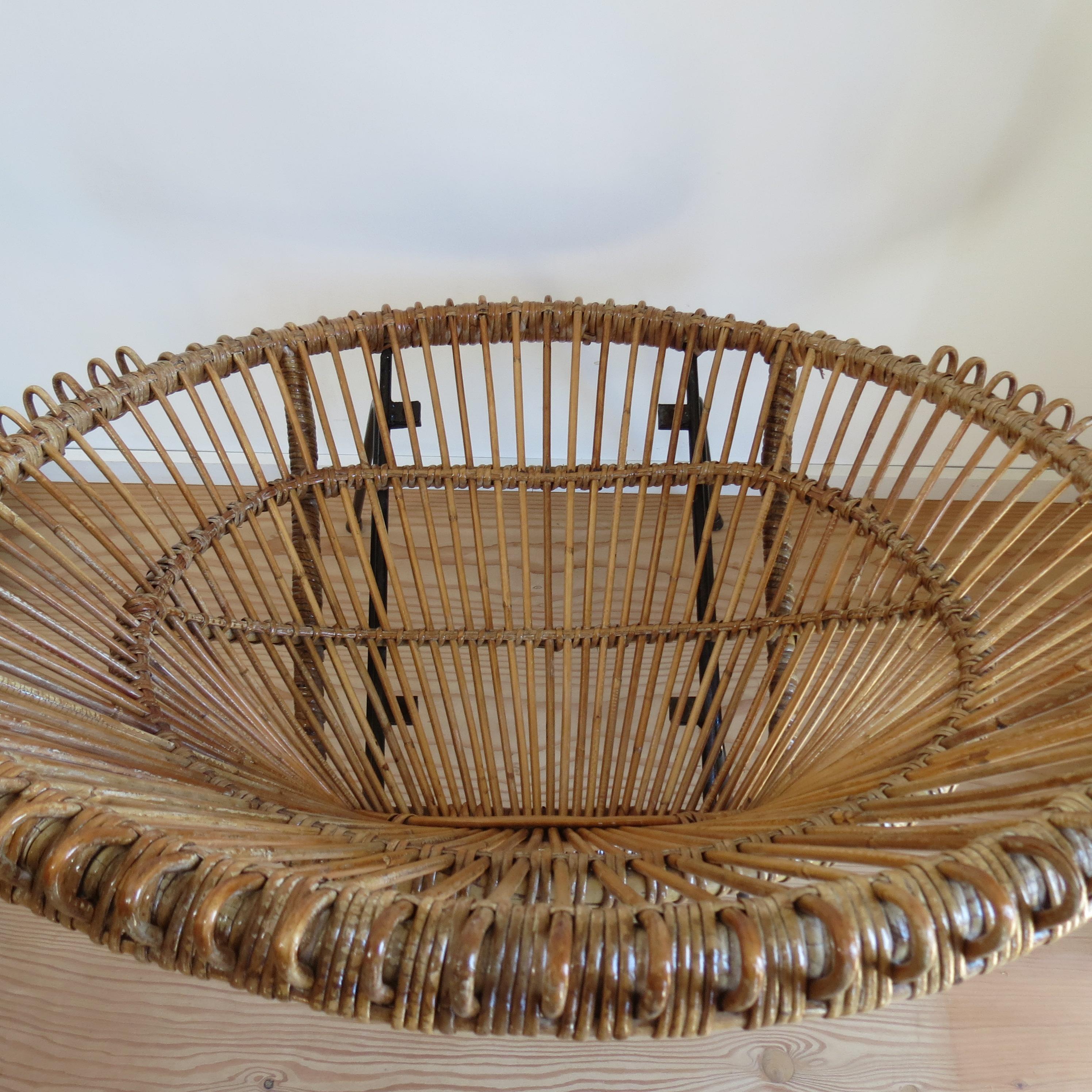 1950s Rattan Cane and Metal Chair Franco Albini 2 available B For Sale 4